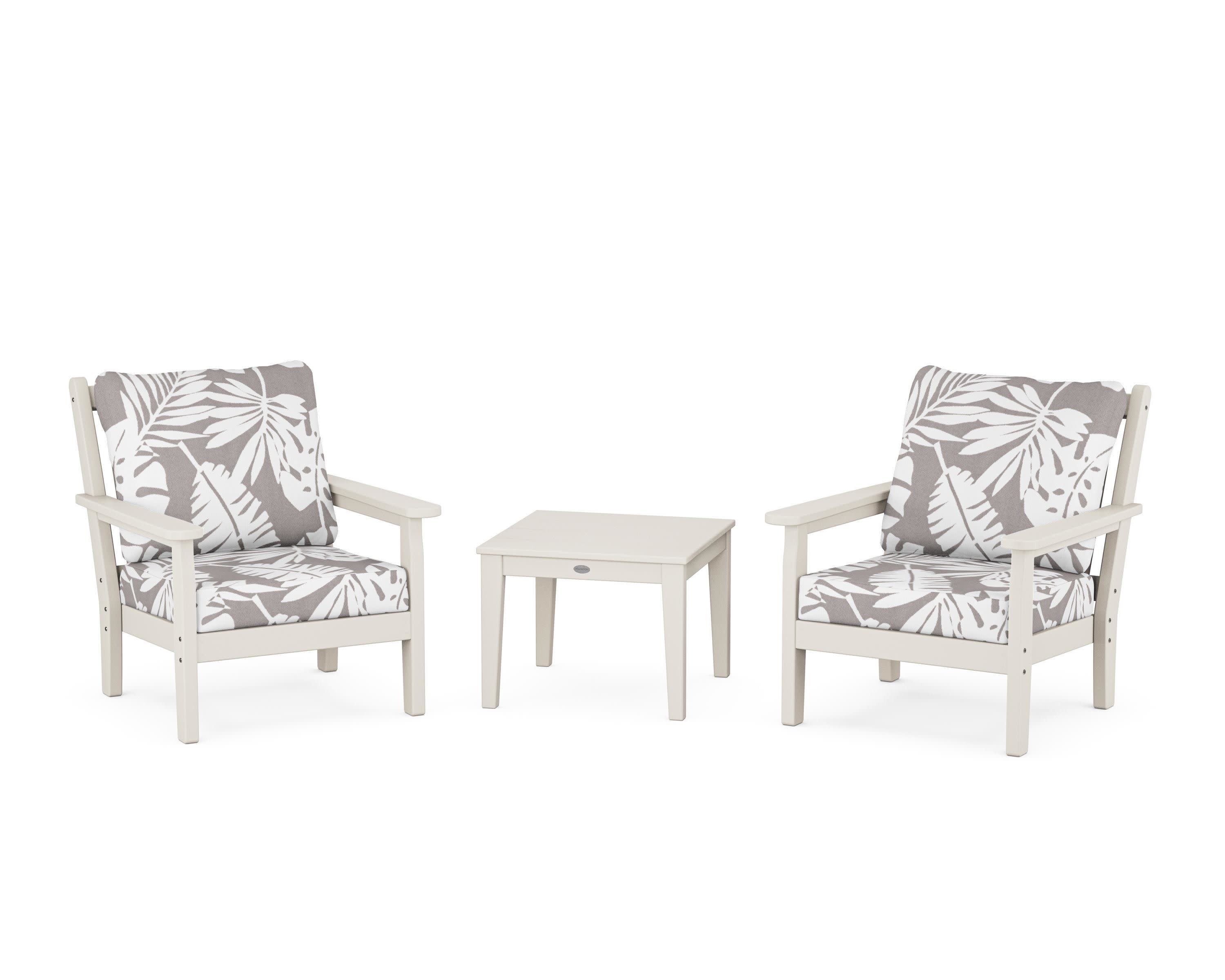 Chippendale 3-Piece Deep Seating Set in Sand / Leaf Grey Mist
