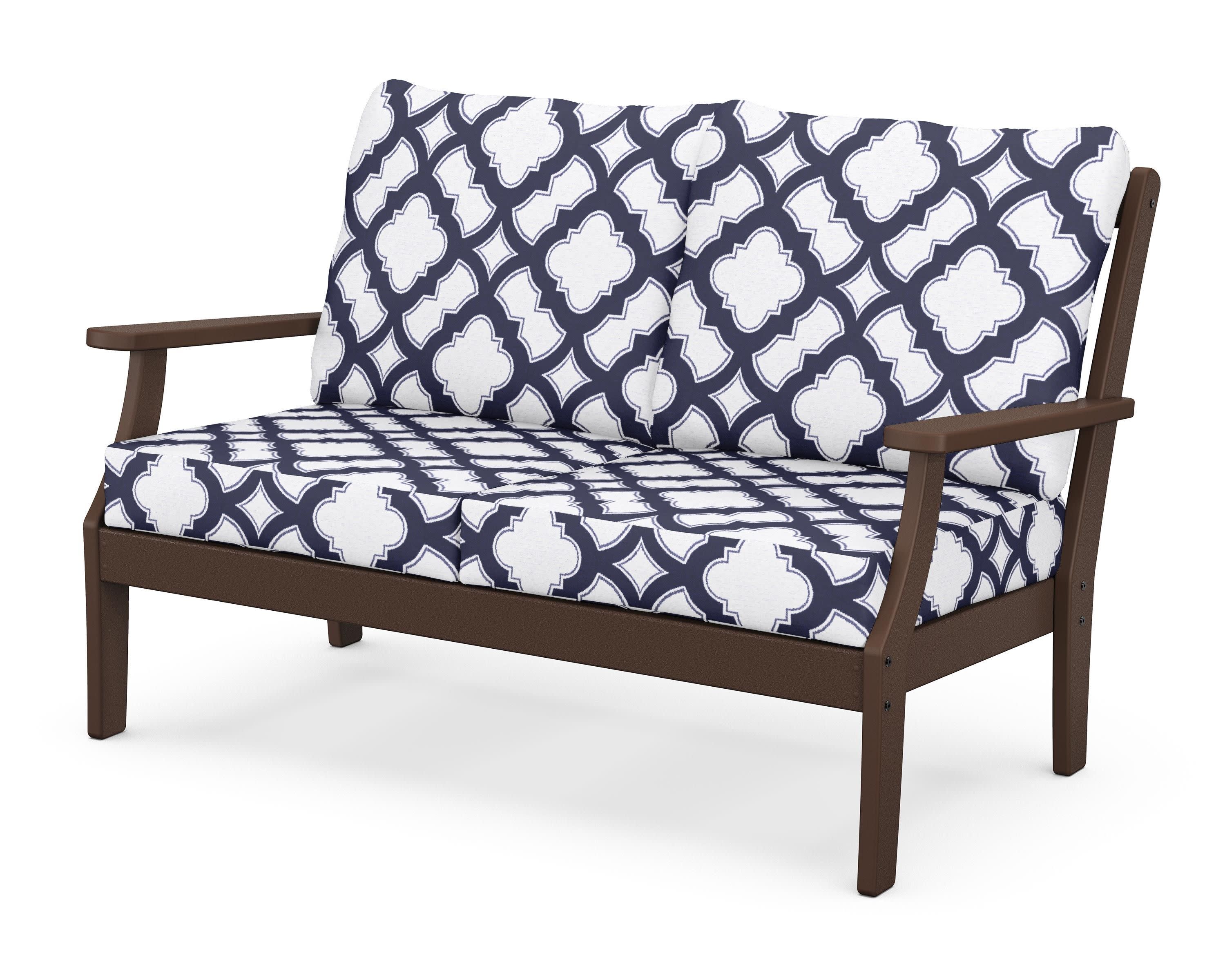 Braxton Deep Seating Loveseat in Mahogany / Trellis Navy