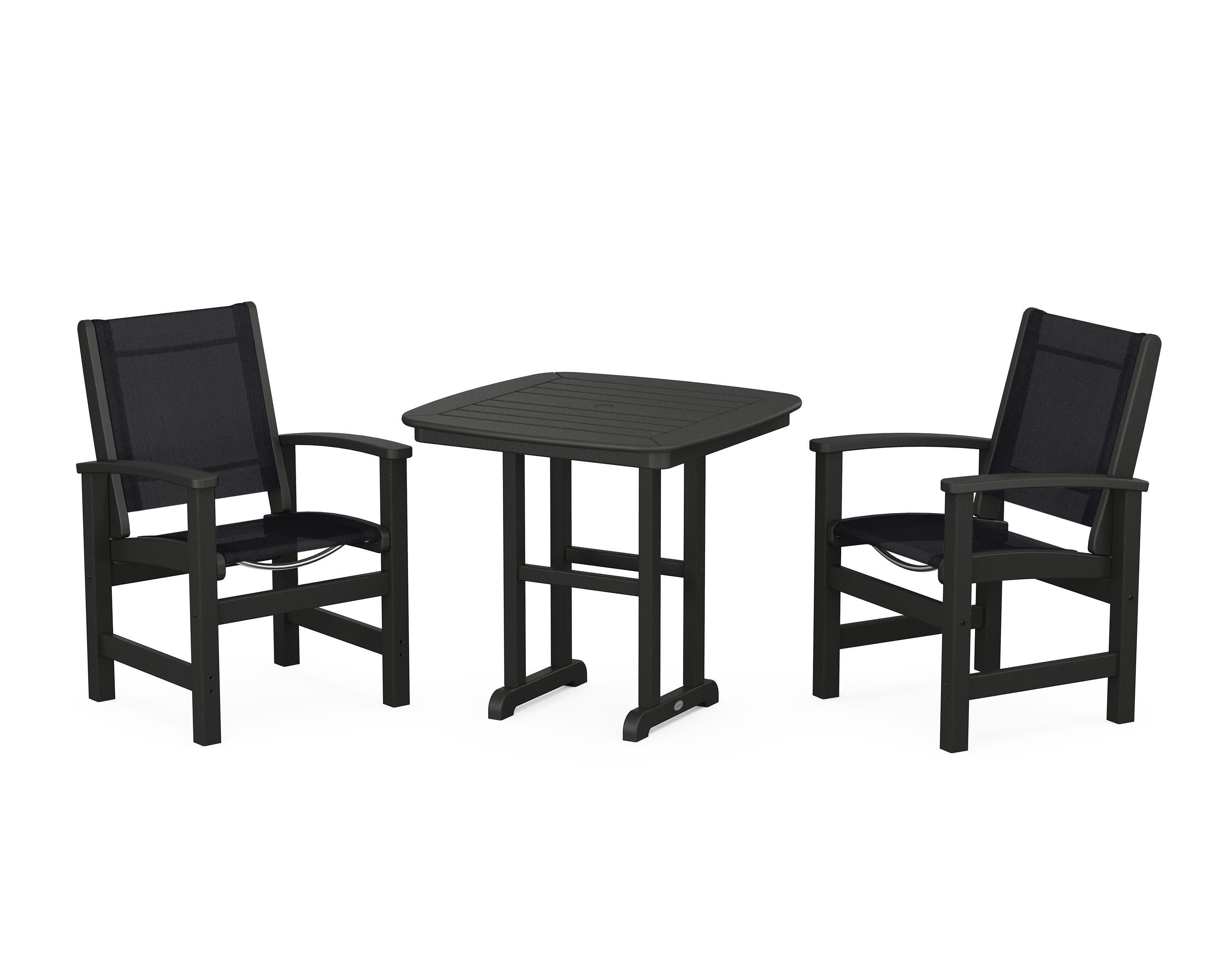 Coastal 3-Piece Dining Set in Black / Black Sling