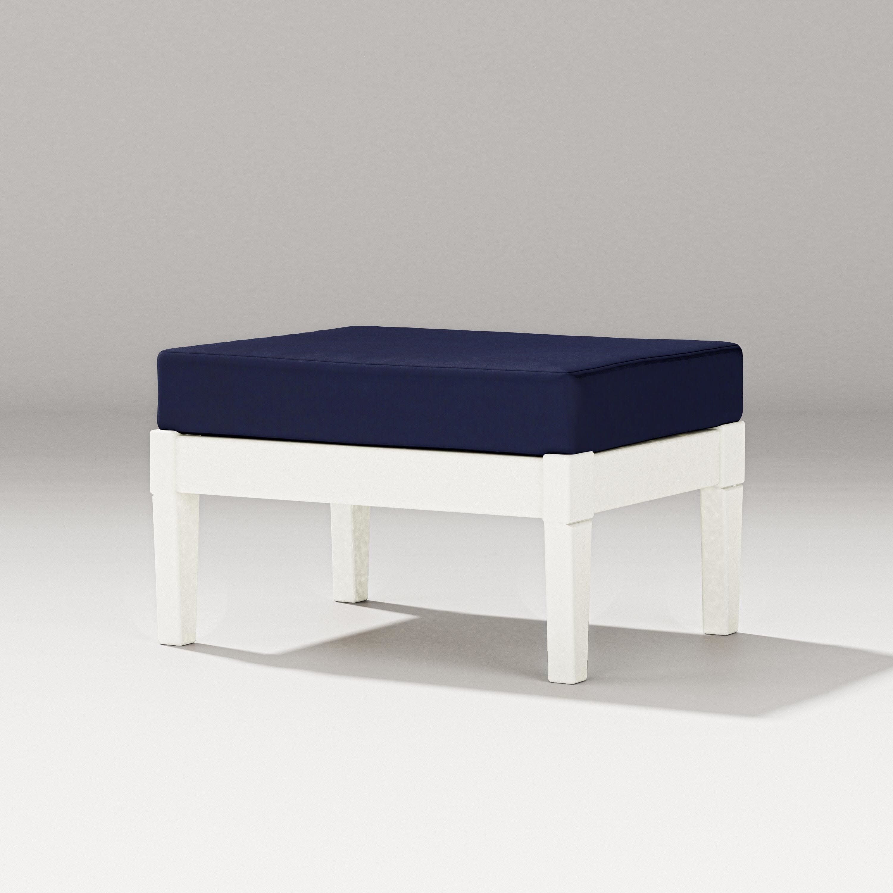 Estate Lounge Ottoman in Vintage White / Navy