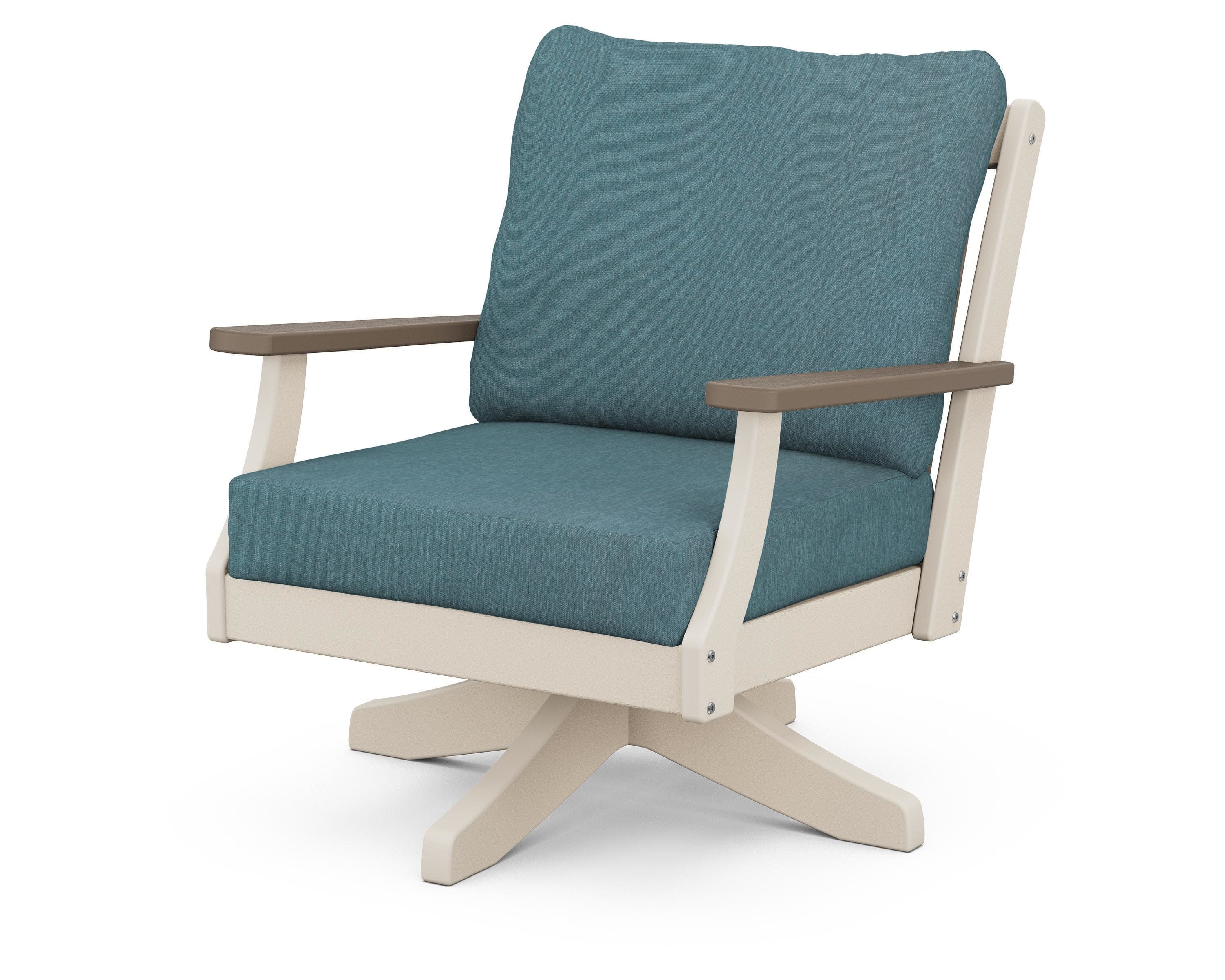Braxton Deep Seating Swivel Chair in Sand / Kona / Ocean Teal
