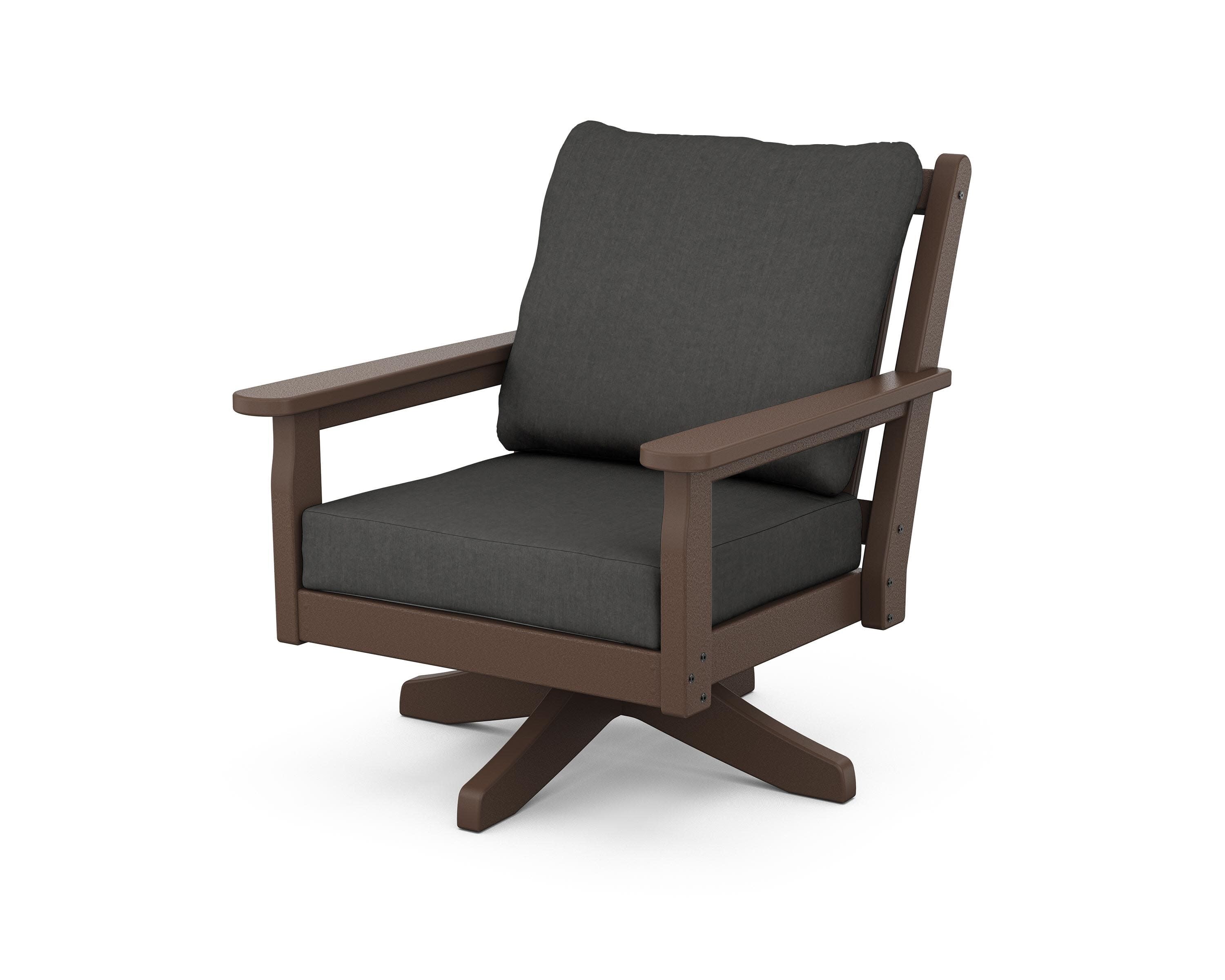 Chippendale Deep Seating Swivel Chair in Mahogany / Spectrum Carbon
