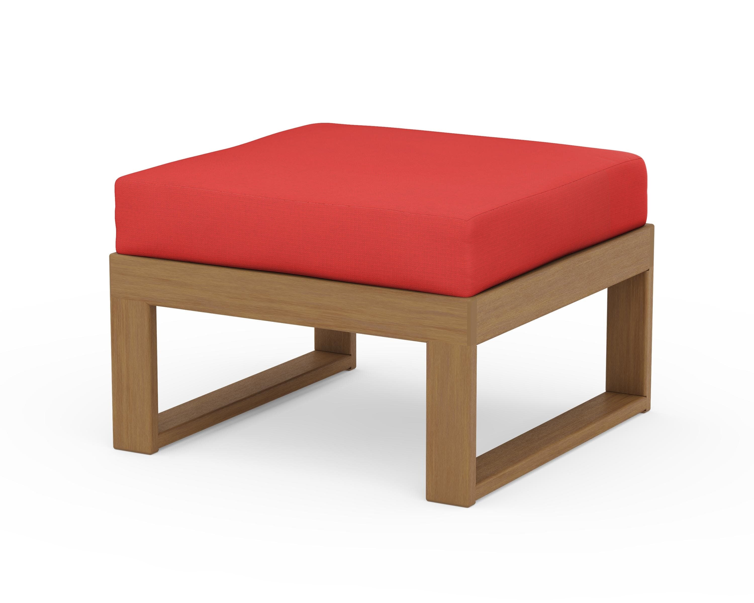Modular Ottoman - Modern in Natural / Crimson Linen
