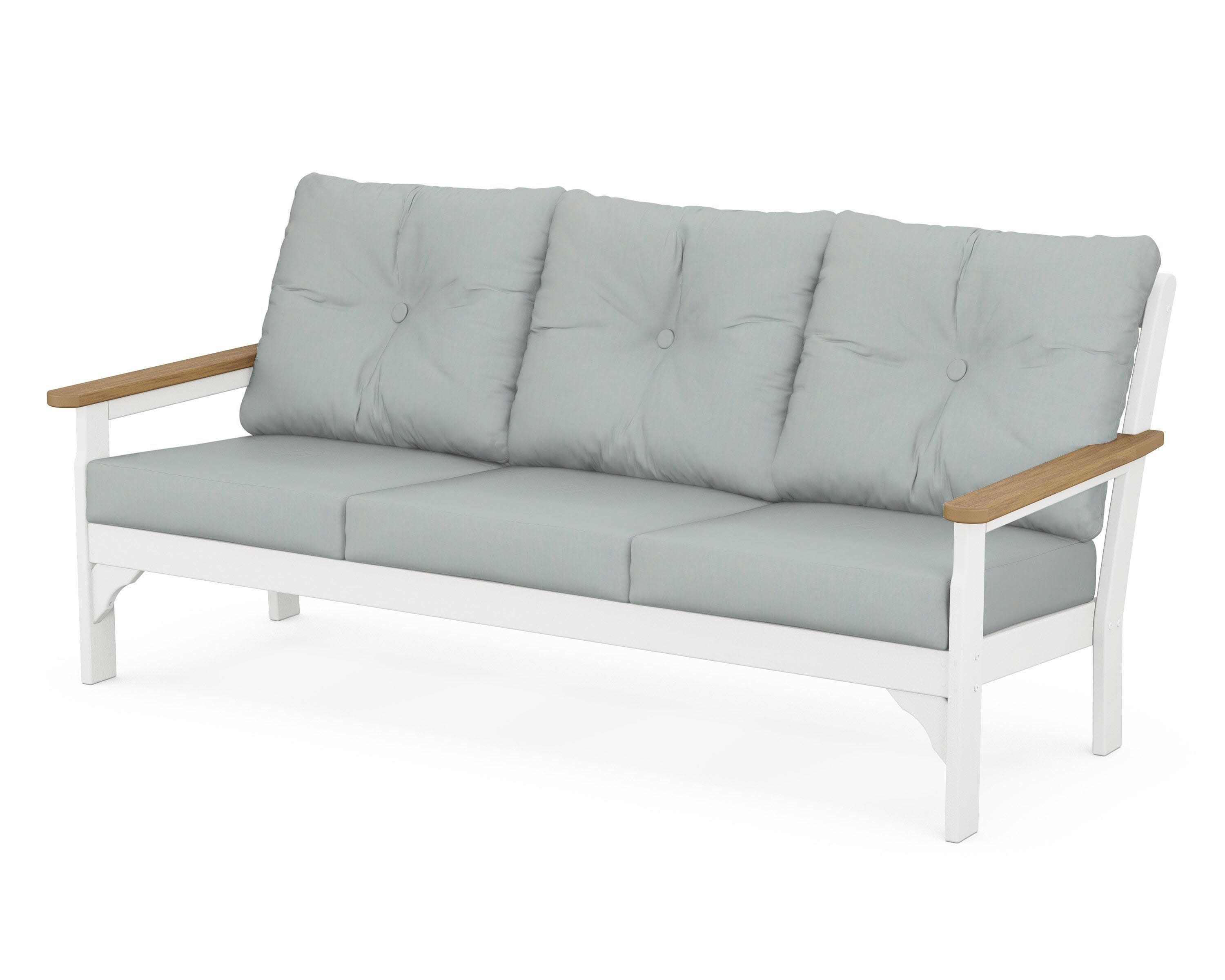 Vineyard Deep Seating Sofa in White / Natural / Spa