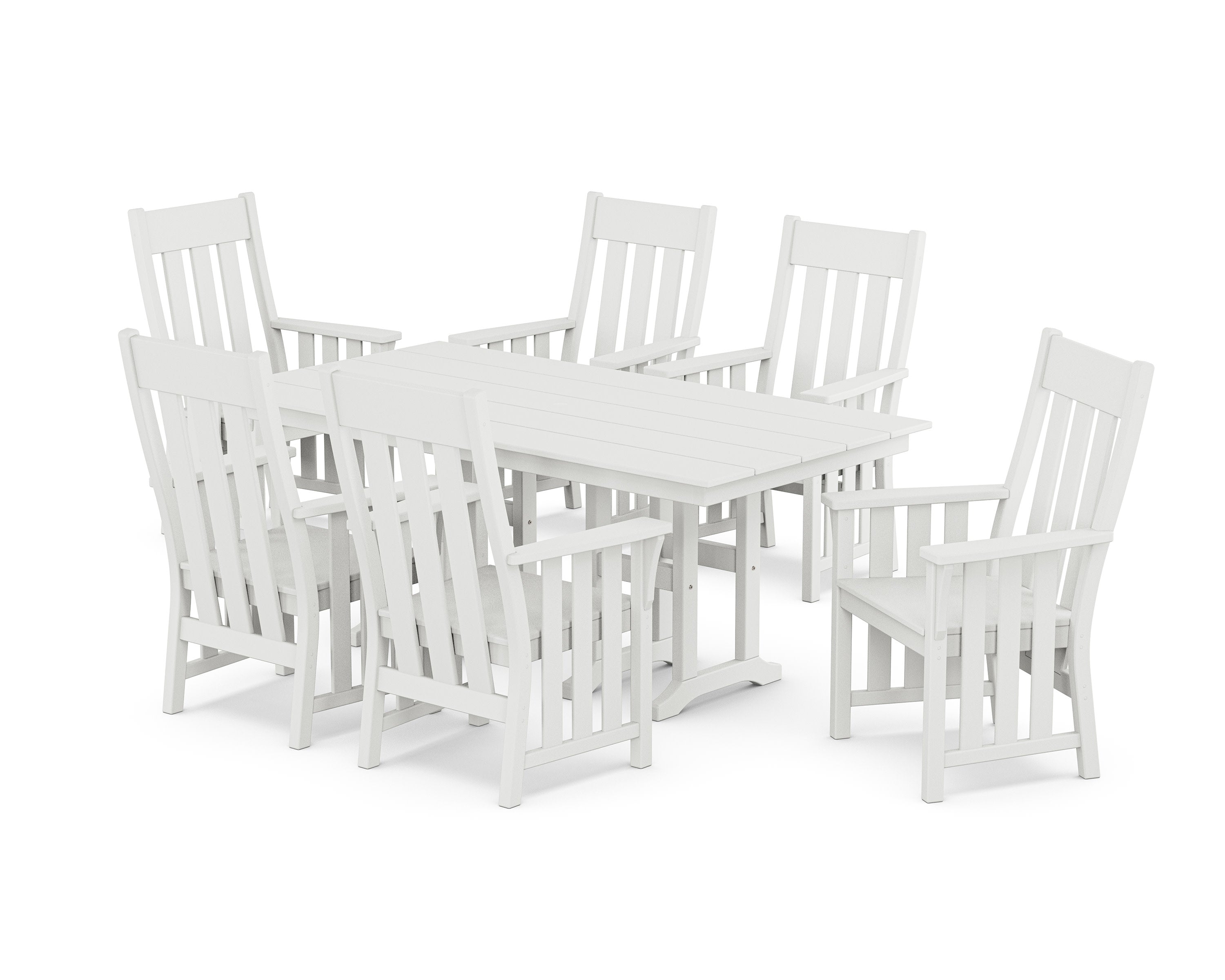 Acadia Arm Chair 7-Piece Farmhouse Dining Set in White