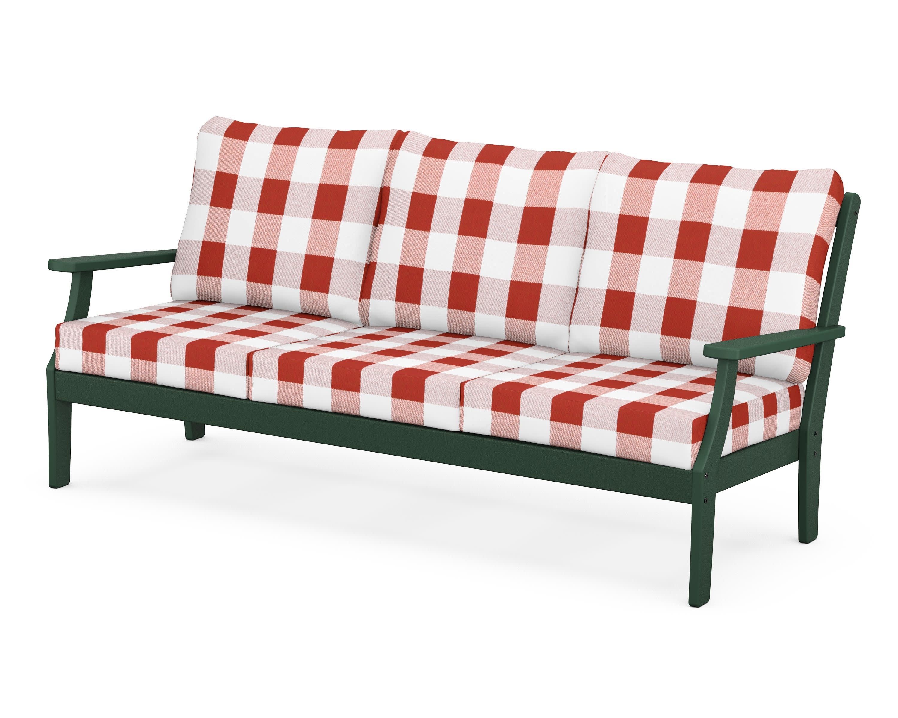 Braxton Deep Seating Sofa in Green / Buffalo Plaid Crimson