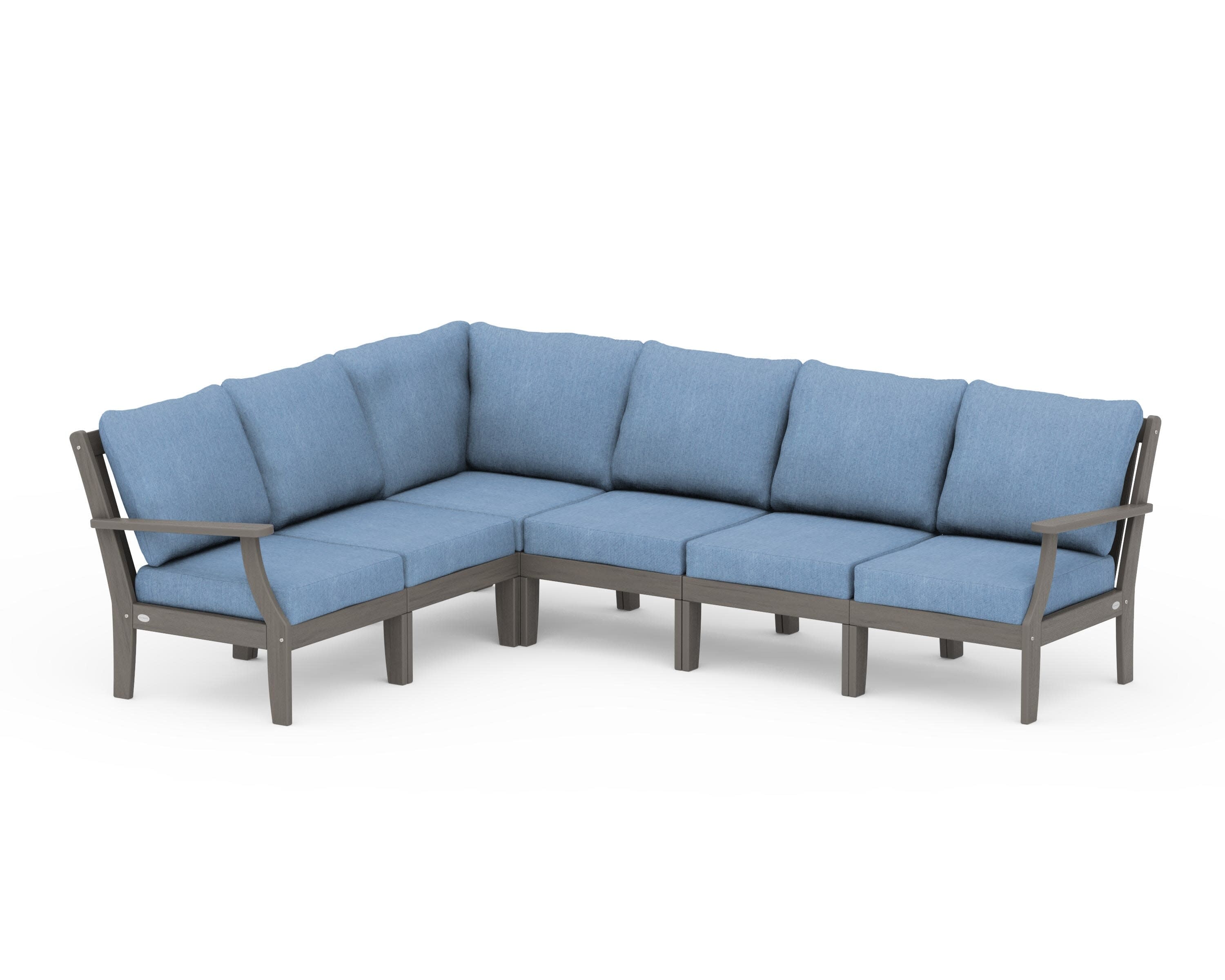 Braxton Modular 6-Piece Deep Seating Set in Driftwood / Sky Blue