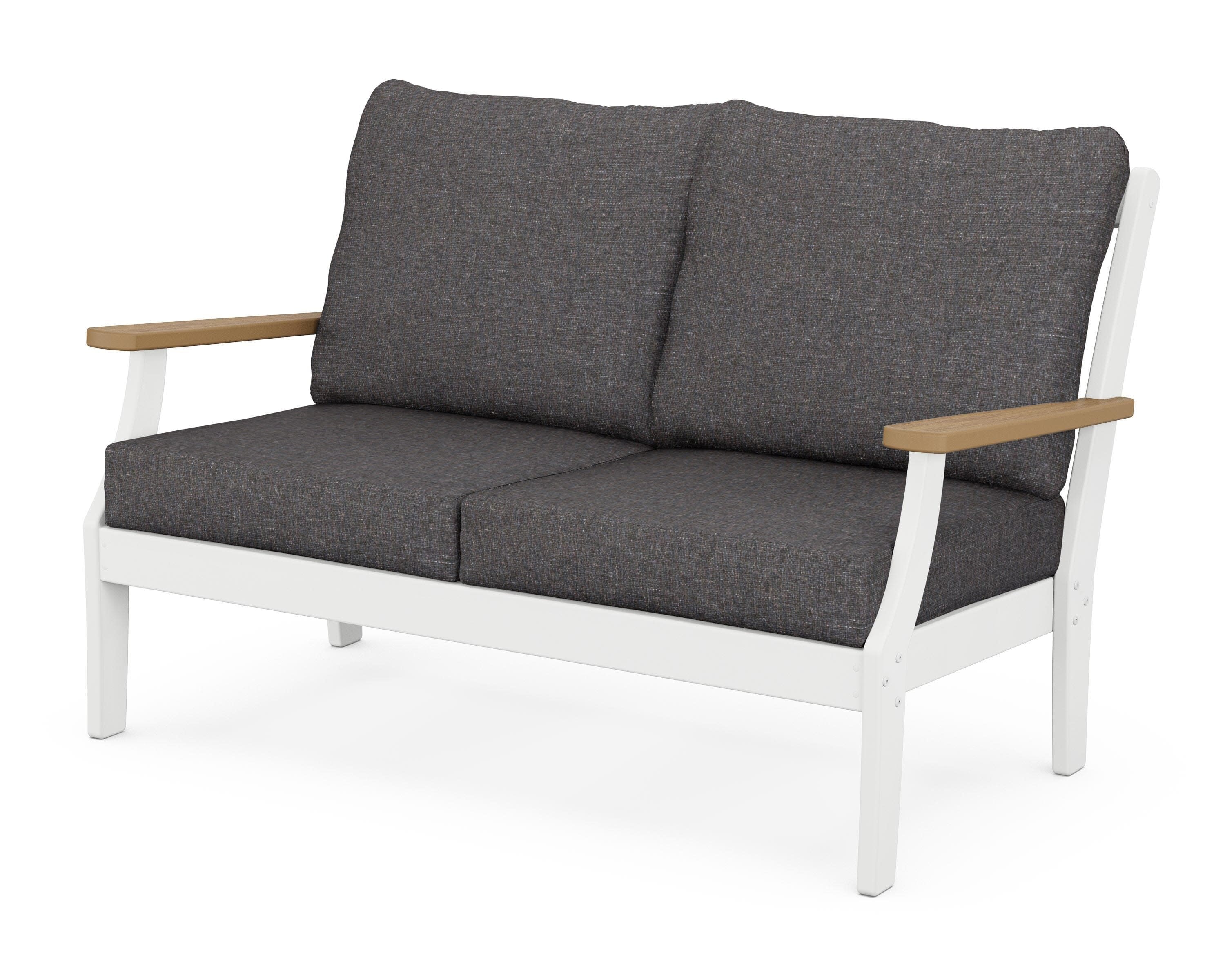 Braxton Deep Seating Loveseat in White / Natural / Ash Charcoal