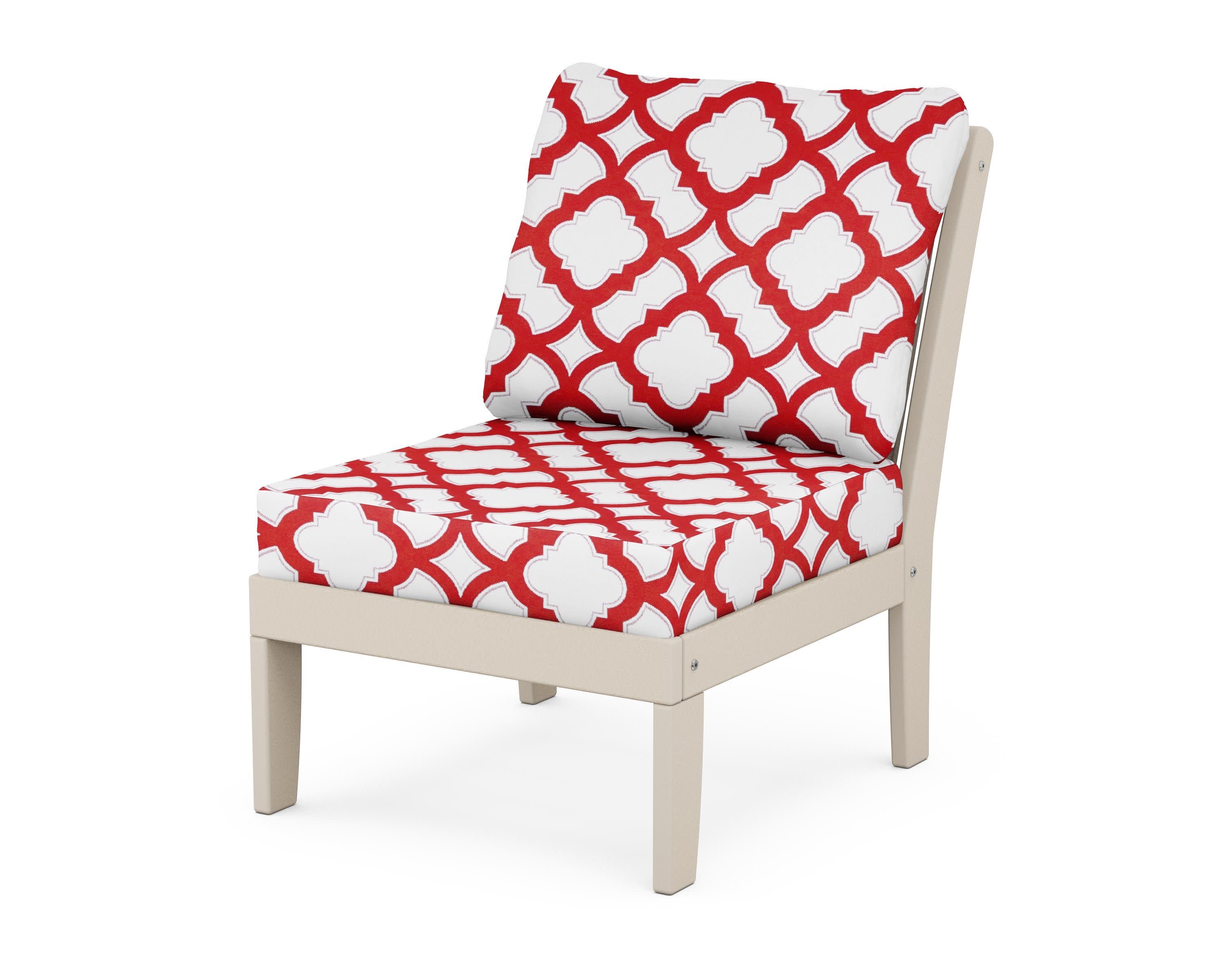 Braxton Modular Armless Chair in Sand / Trellis Crimson