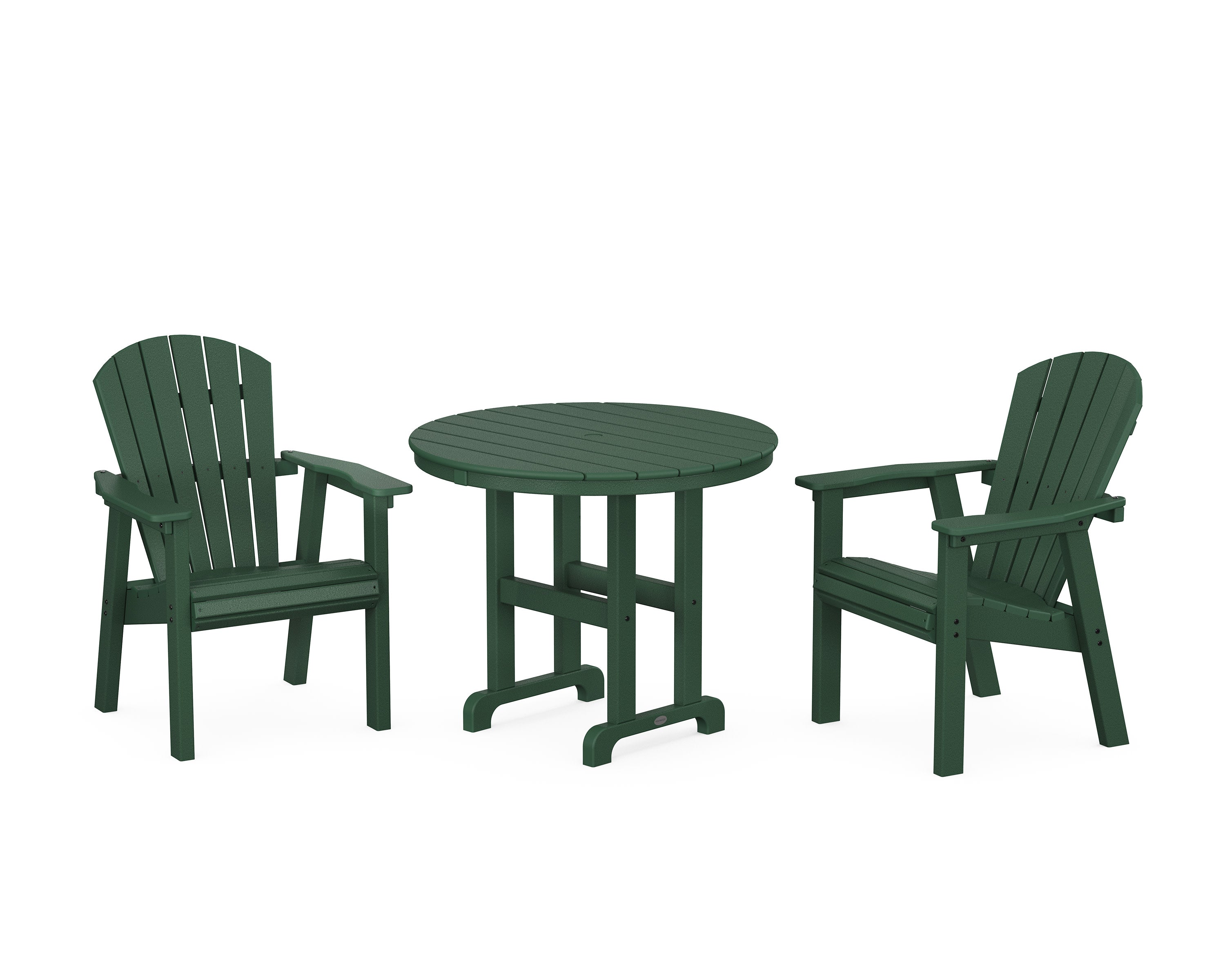 Seashell 3-Piece Round Farmhouse Dining Set in Green