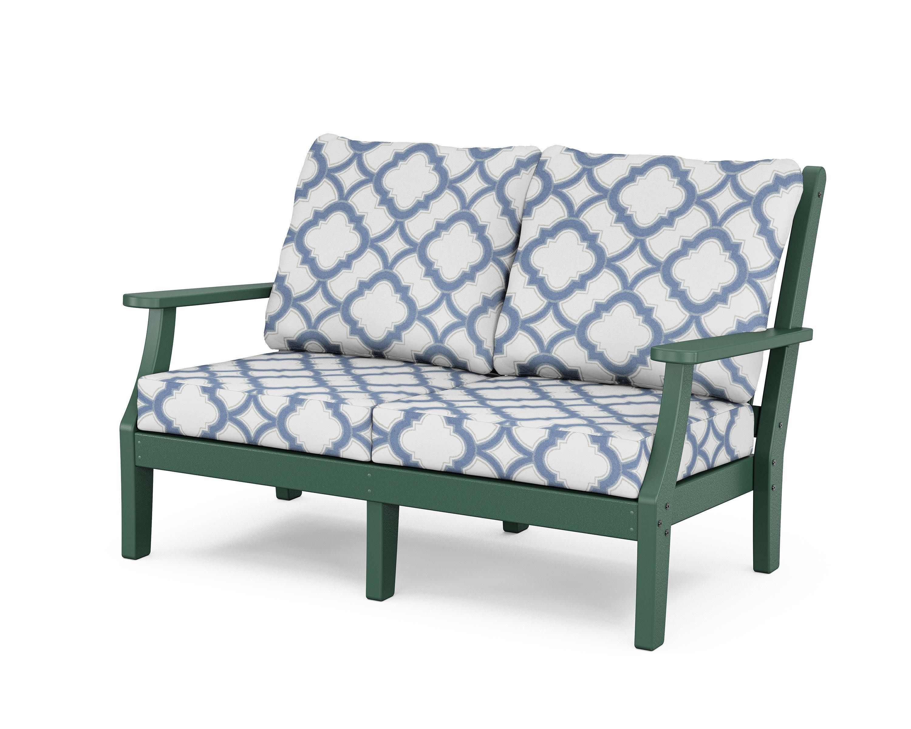 Wovendale Deep Seating Loveseat in Green / Trellis Sky Blue