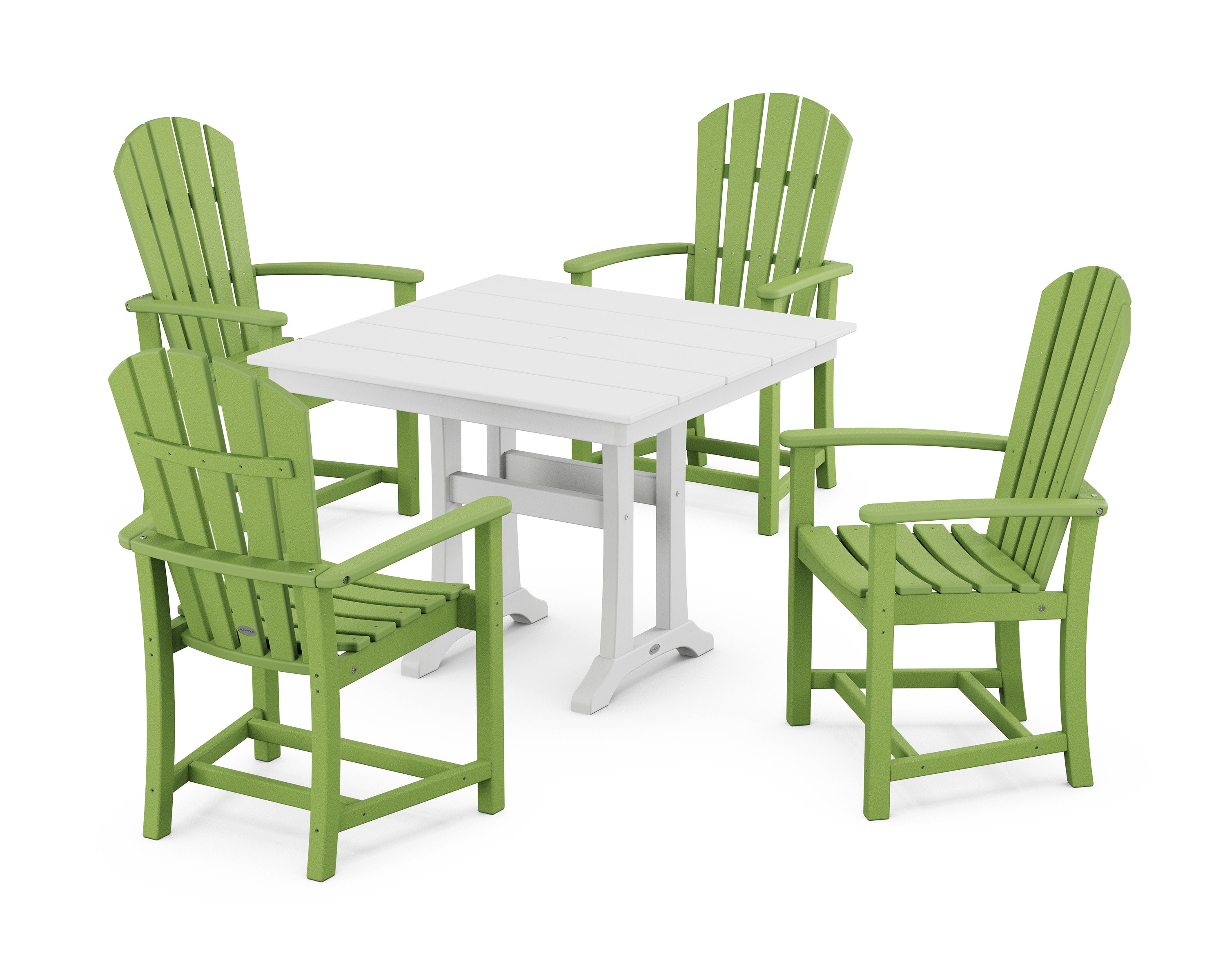 Palm Coast 5-Piece Farmhouse Dining Set With Trestle Legs in Lime / White