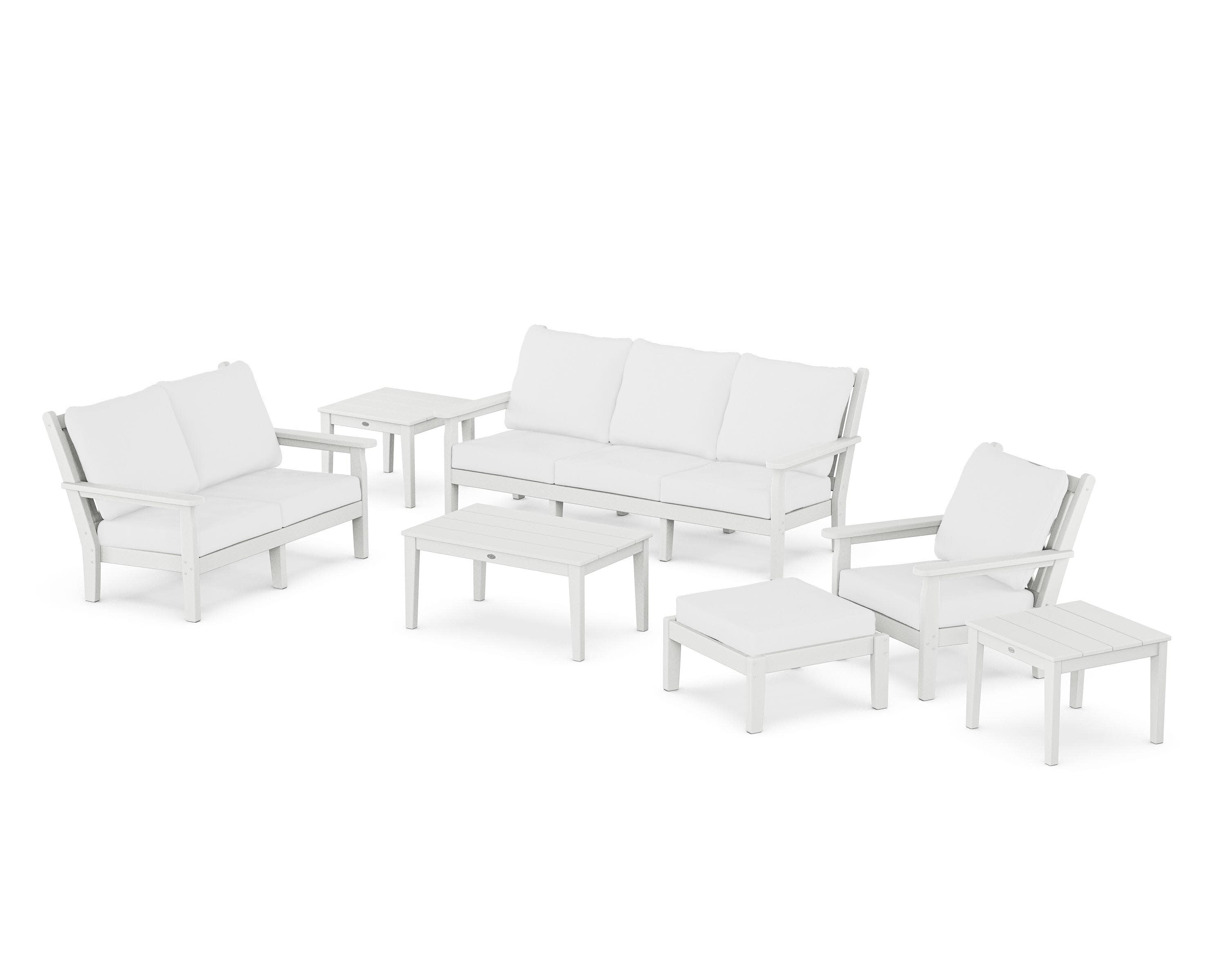 Chippendale 7-Piece Deep Seating Set in White / Natural