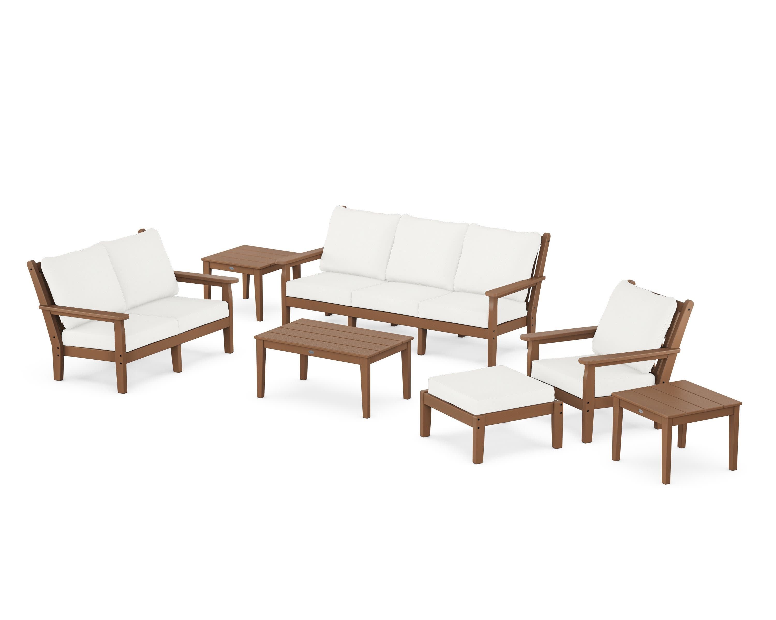 Chippendale 7-Piece Deep Seating Set in Teak / Natural Linen