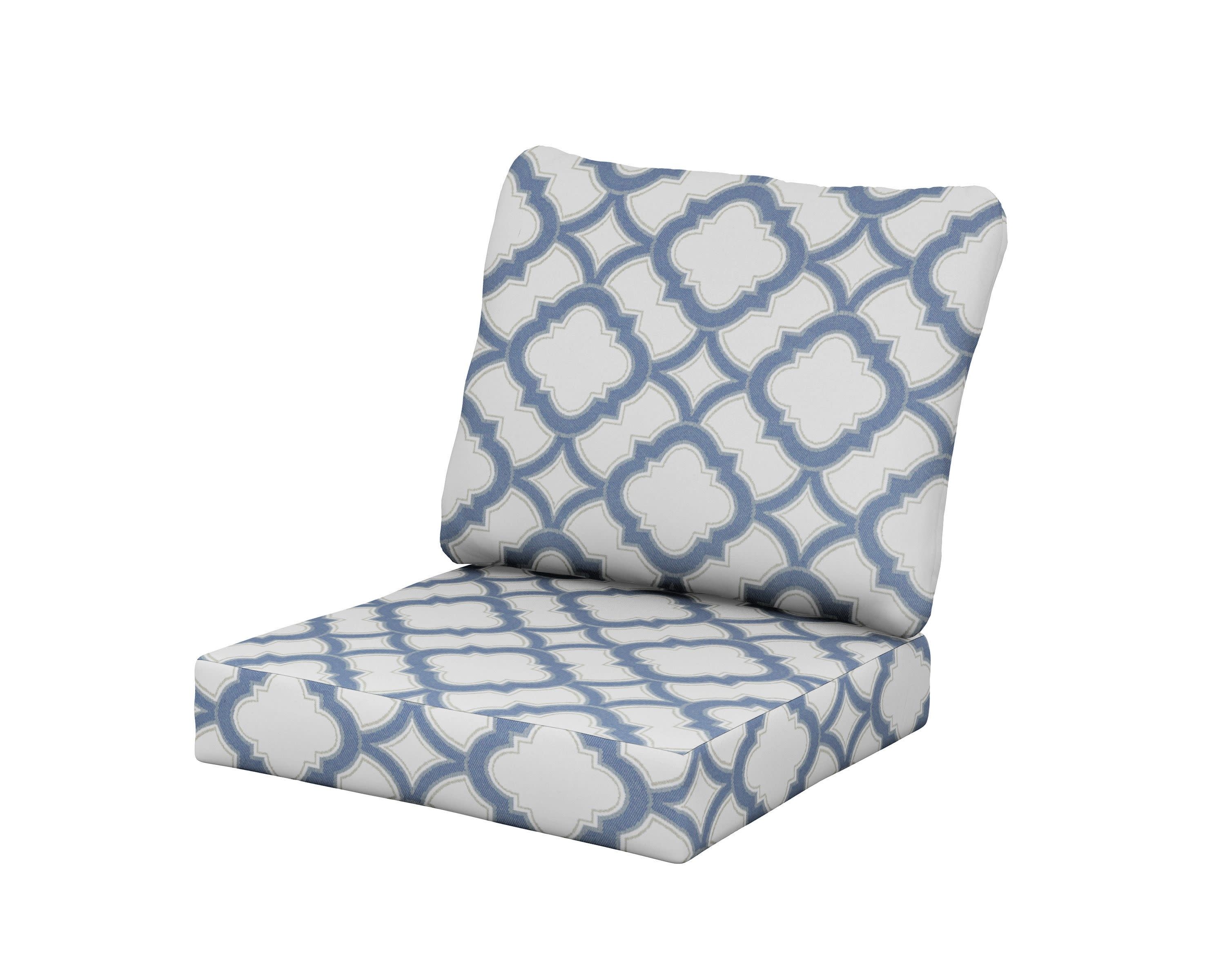 Classics Seat/Back Cushion Set in Trellis Sky Blue