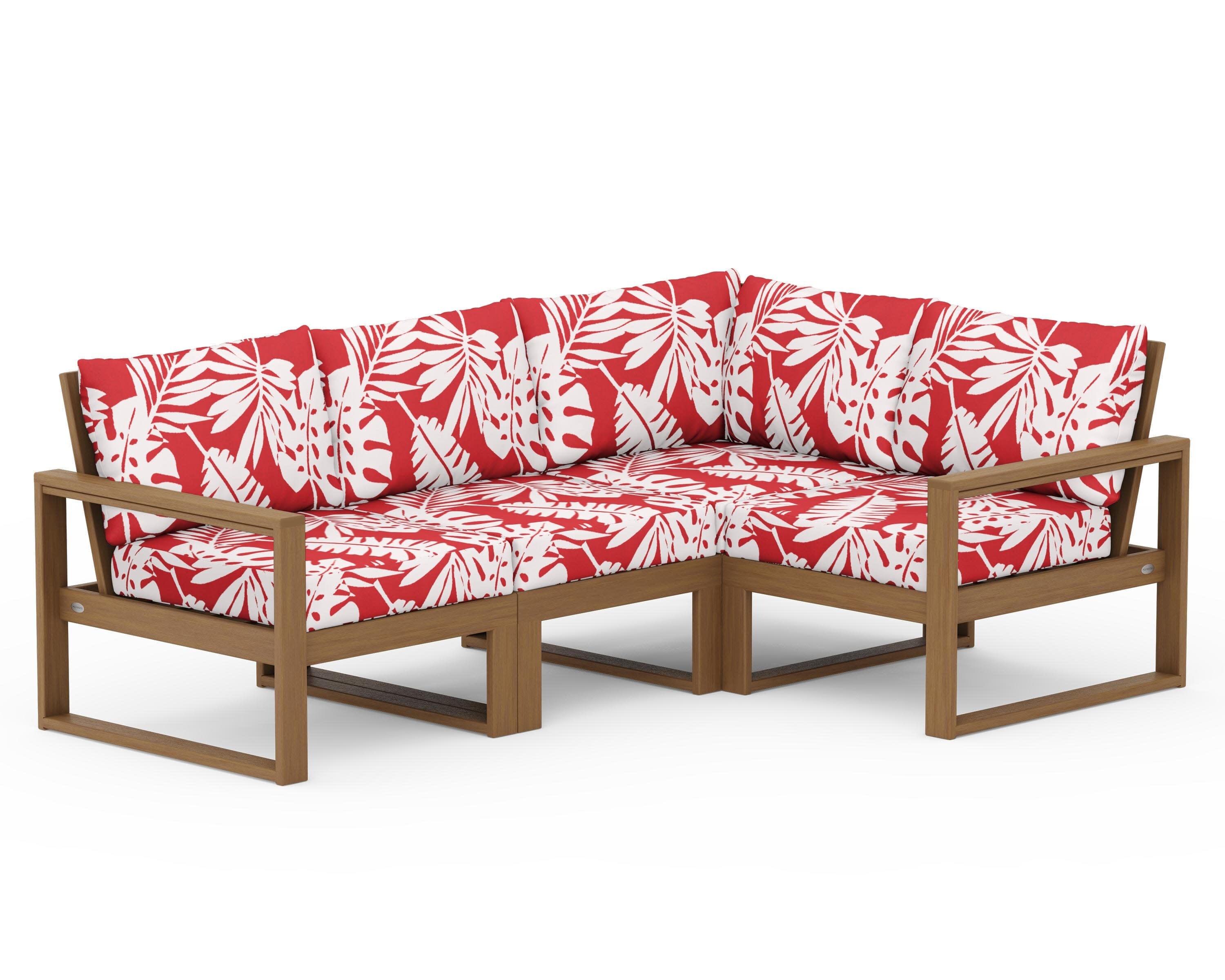 EDGE 4-Piece Modular Deep Seating Set in Natural / Leaf Crimson