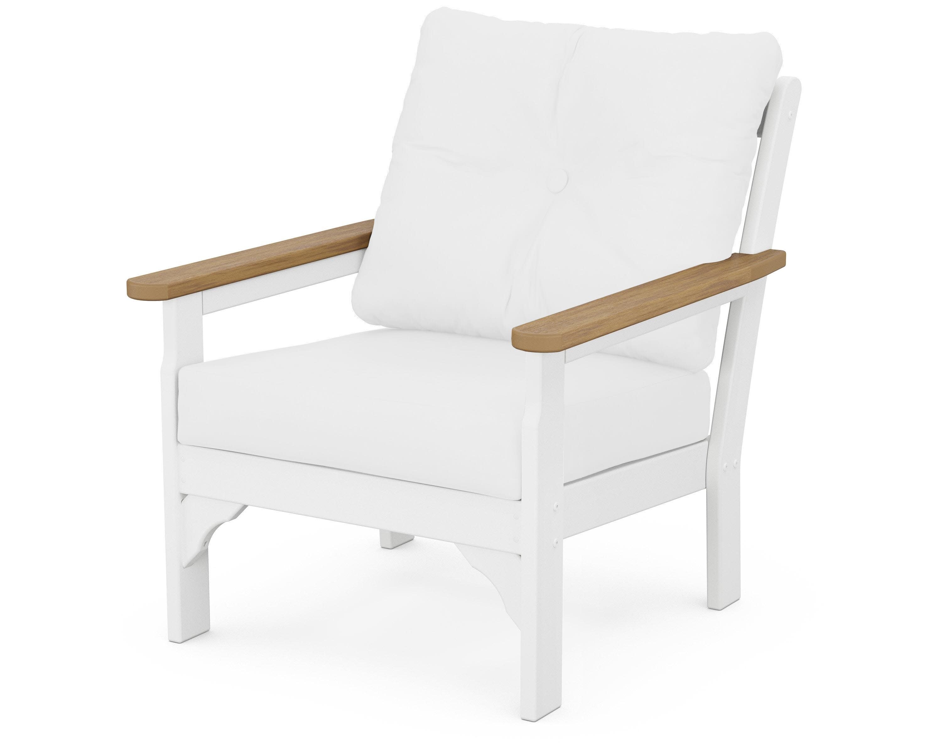 Vineyard Deep Seating Chair in White / Natural / Natural