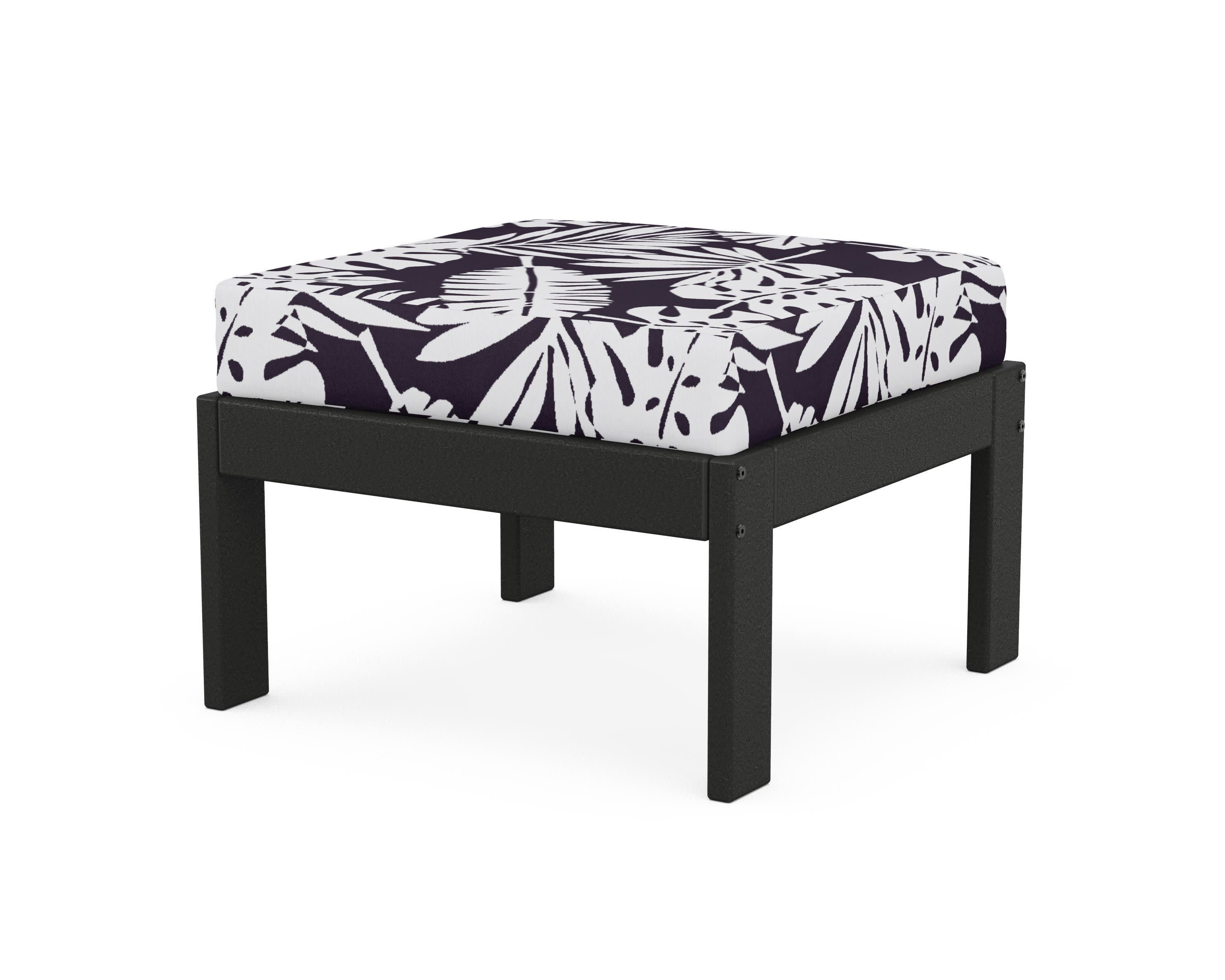 Vineyard Modular Ottoman in Black / Leaf Navy