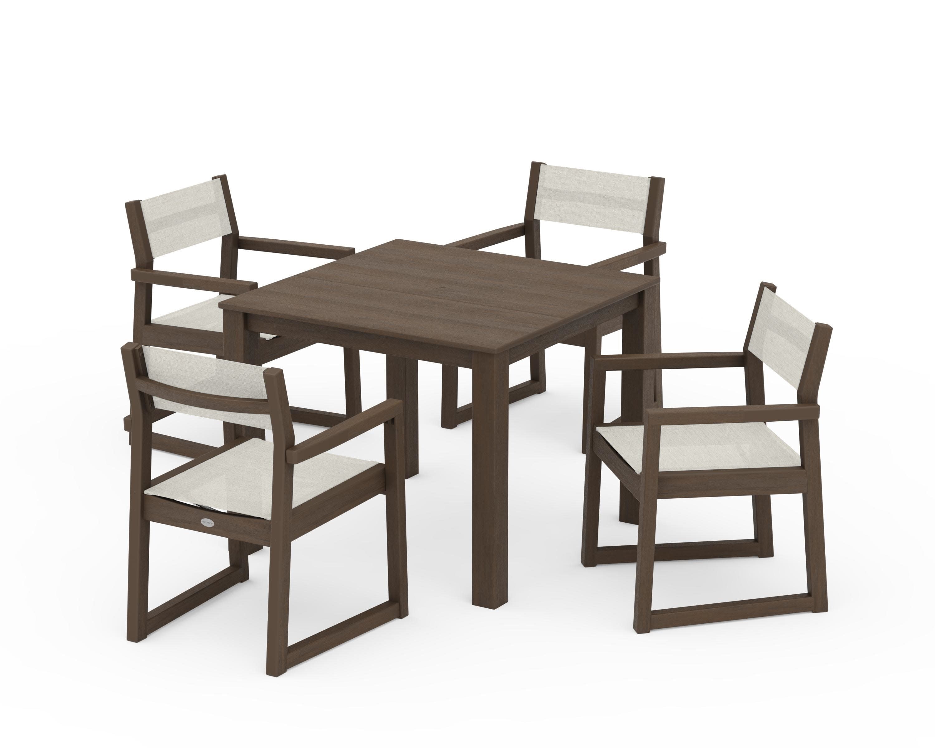 EDGE Sling Arm Chair 5-Piece Parsons Dining Set in Kona / Parchment Sling