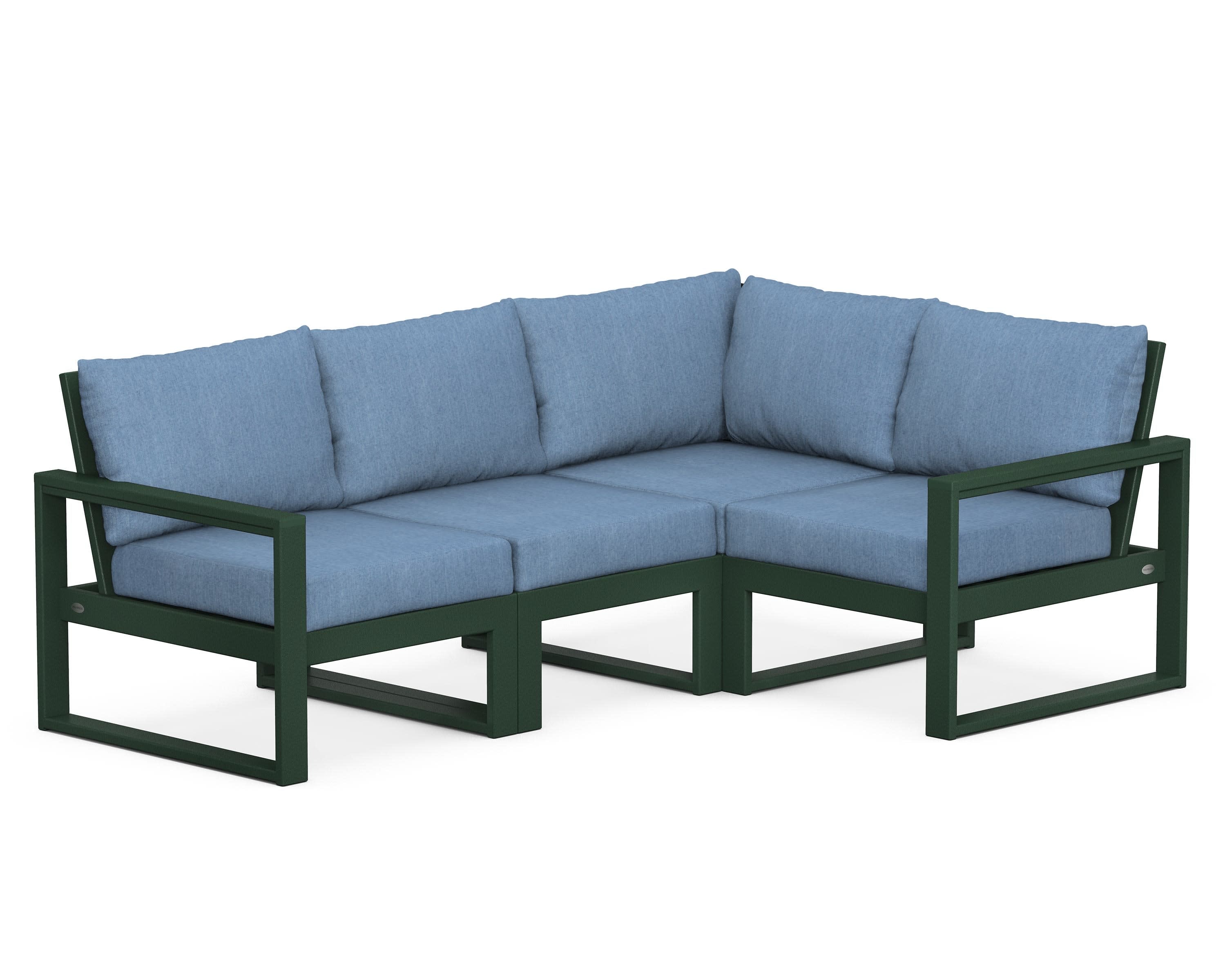 EDGE 4-Piece Modular Deep Seating Set in Green / Sky Blue