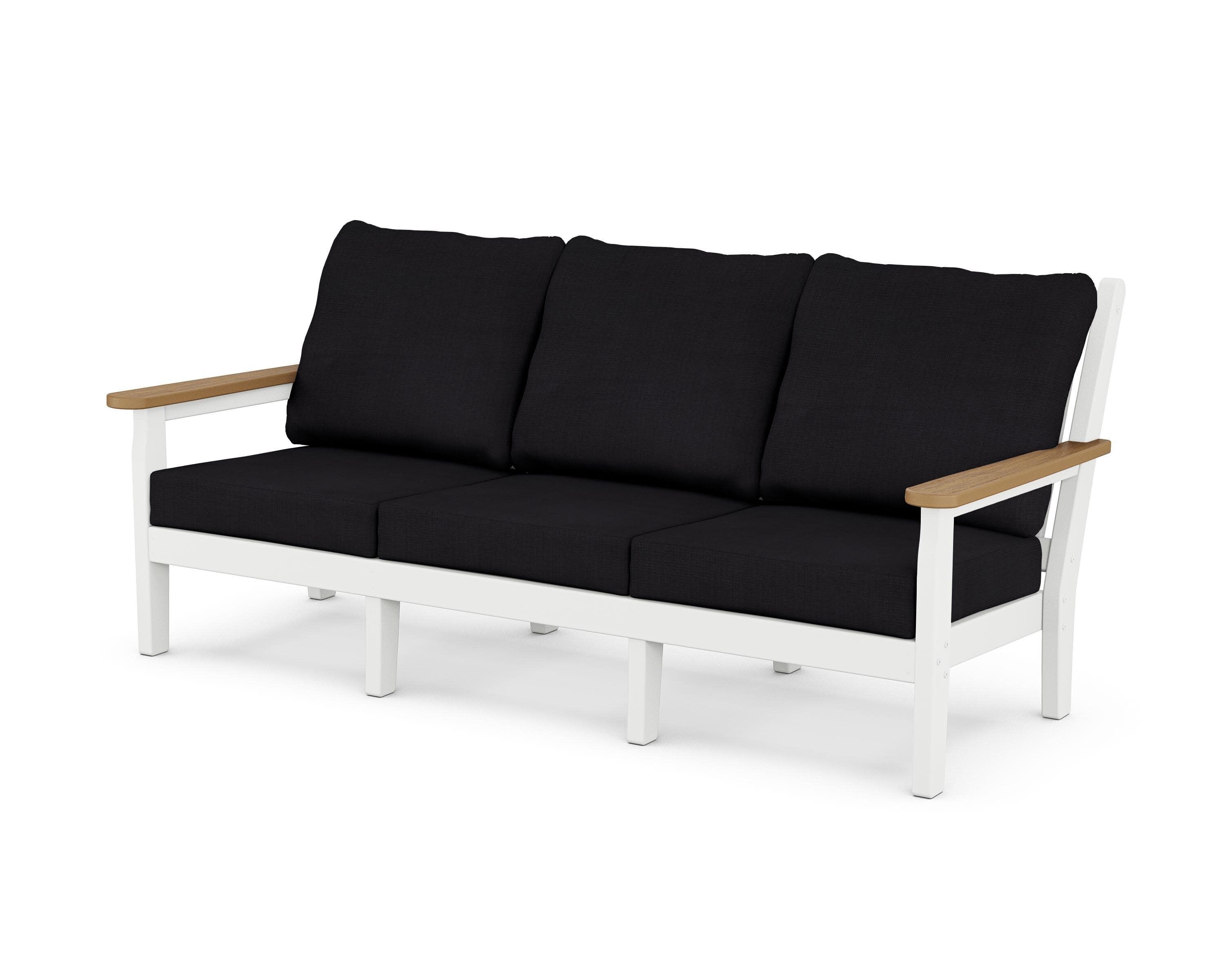 Chippendale Deep Seating Sofa in White / Natural / Midnight Linen