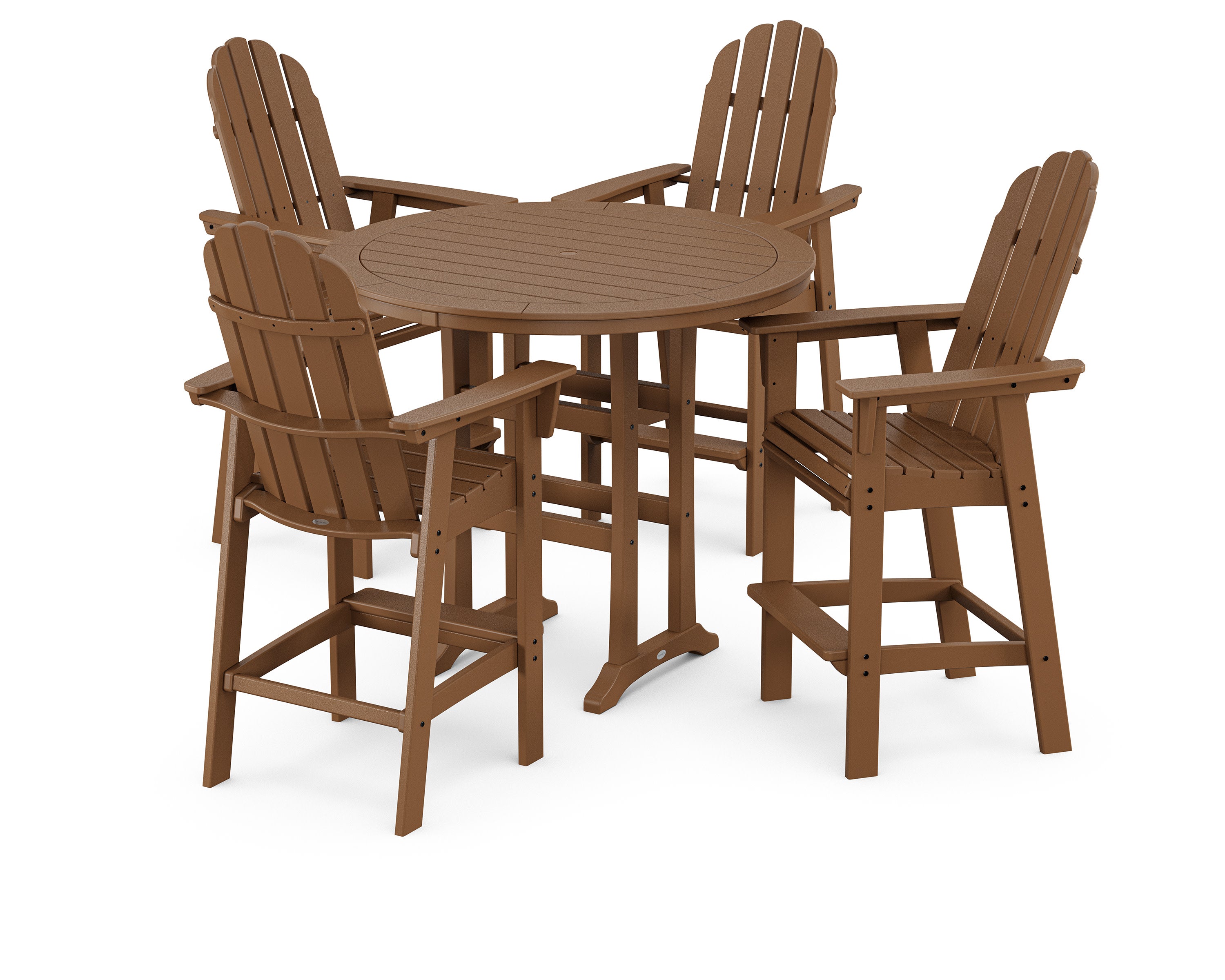 Vineyard Curveback Adirondack 5-Piece Nautical Trestle Bar Set in Teak