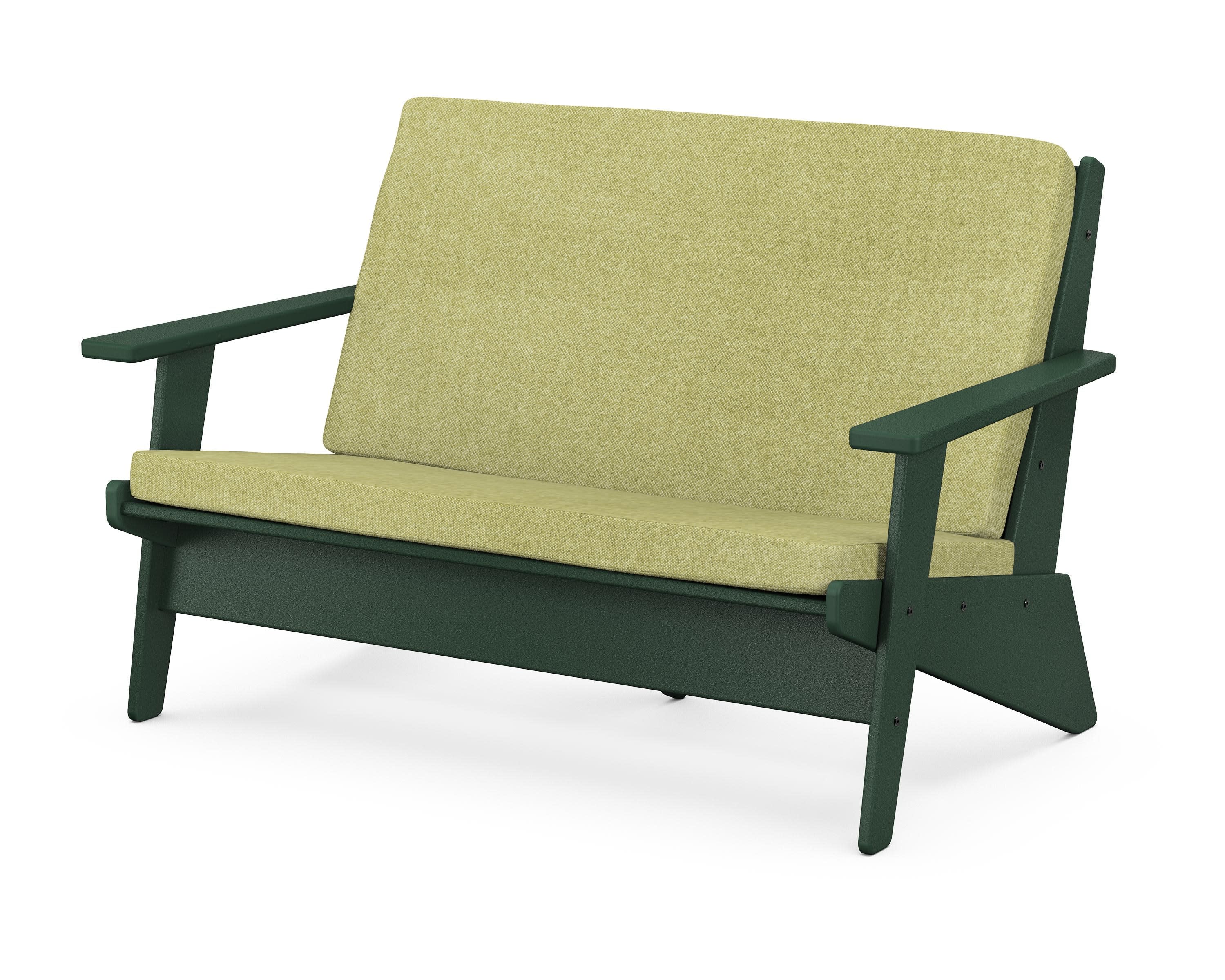 Riviera Modern Lounge Loveseat in Green / Chartreuse Boucle
