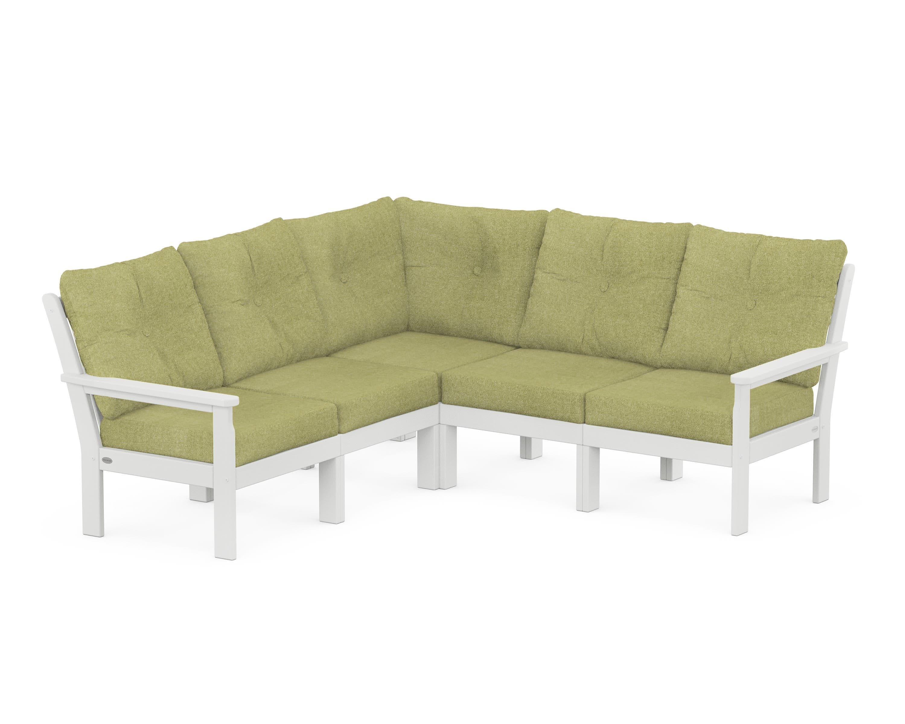 Vineyard 5-Piece Sectional in White / Chartreuse Boucle