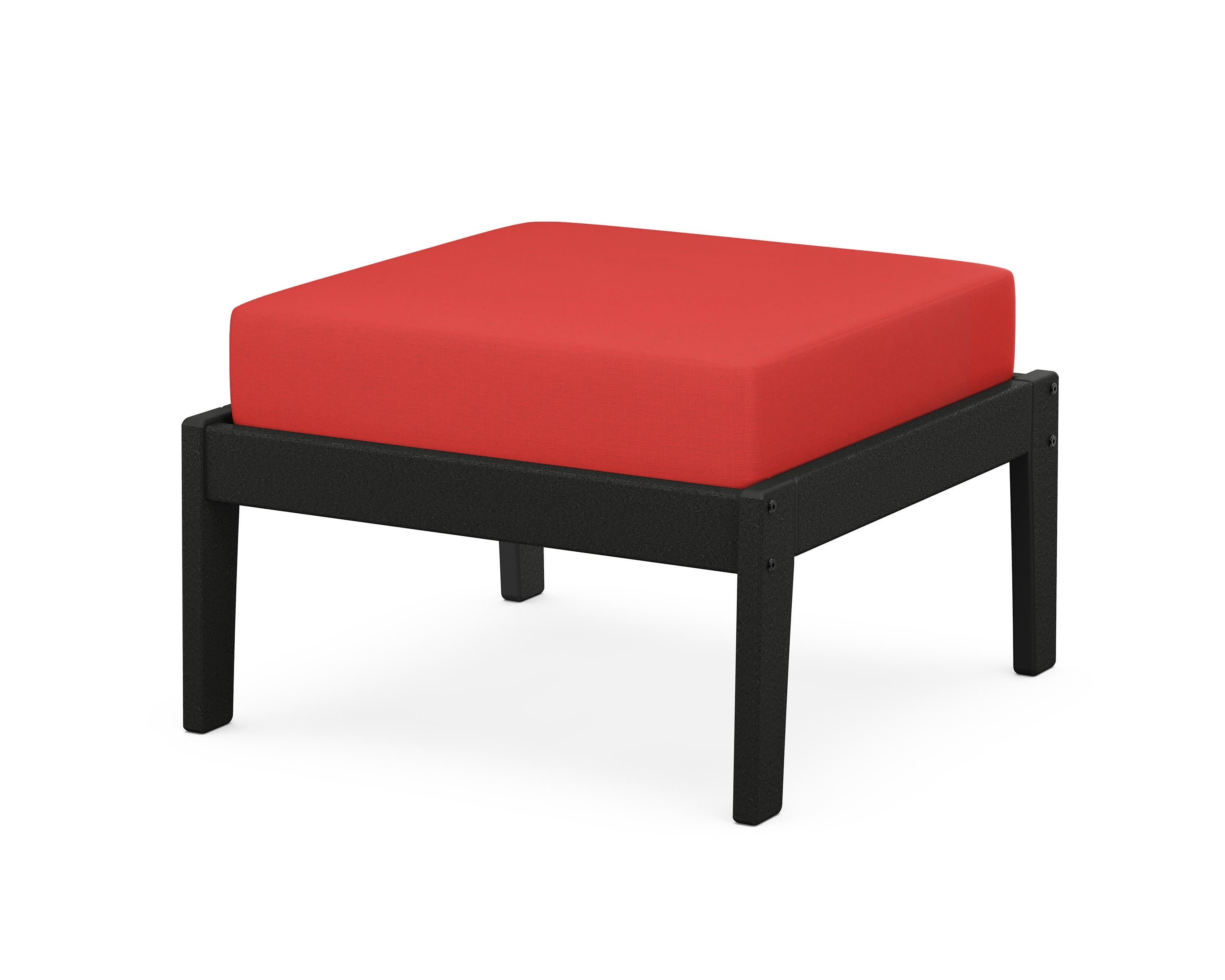 Deep Seating Ottoman in Black / Crimson Linen