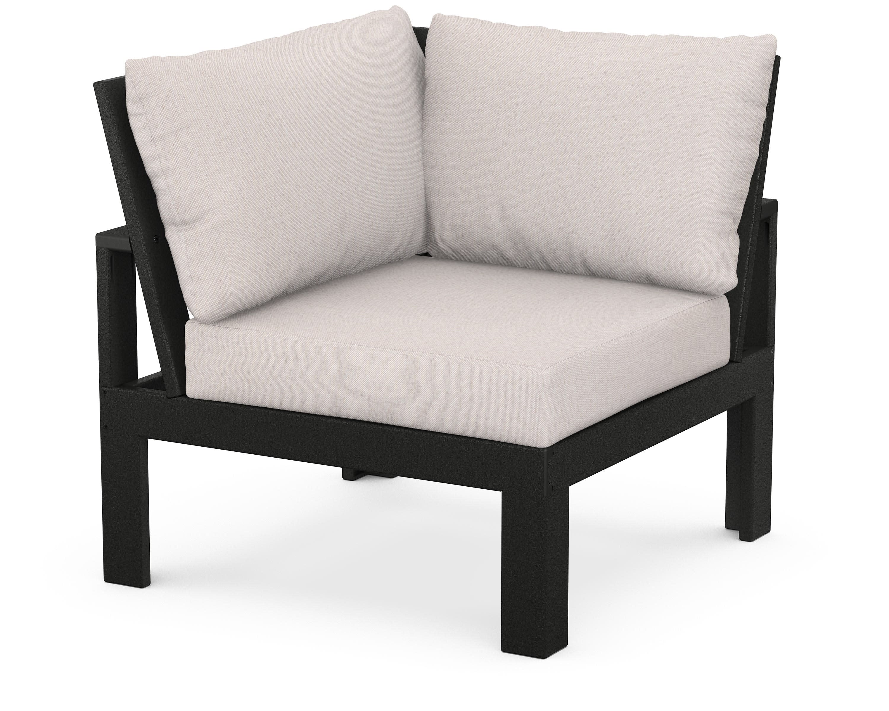 Modular Corner Chair in Black / Dune Burlap
