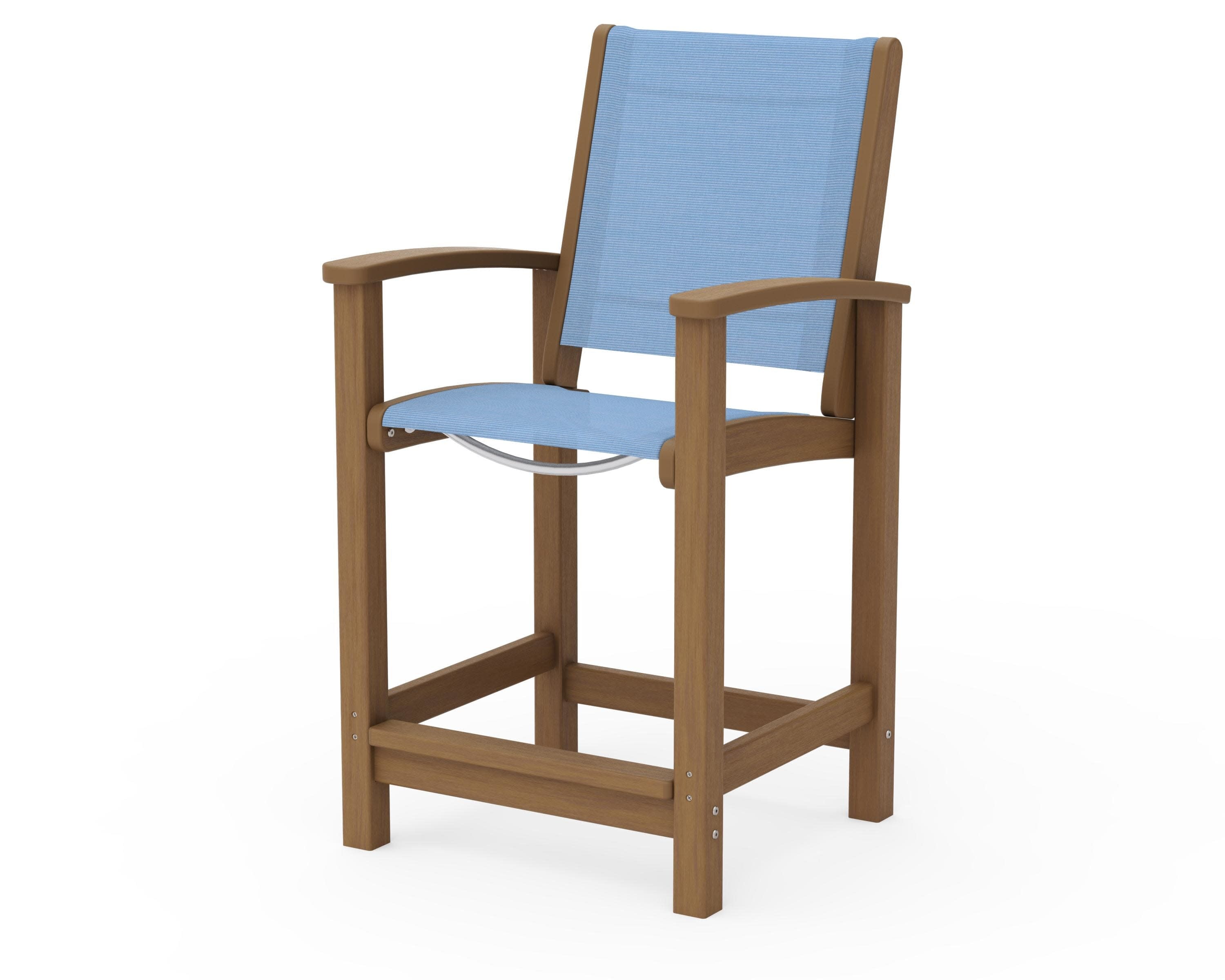 Coastal Counter Chair in Natural / Poolside Sling