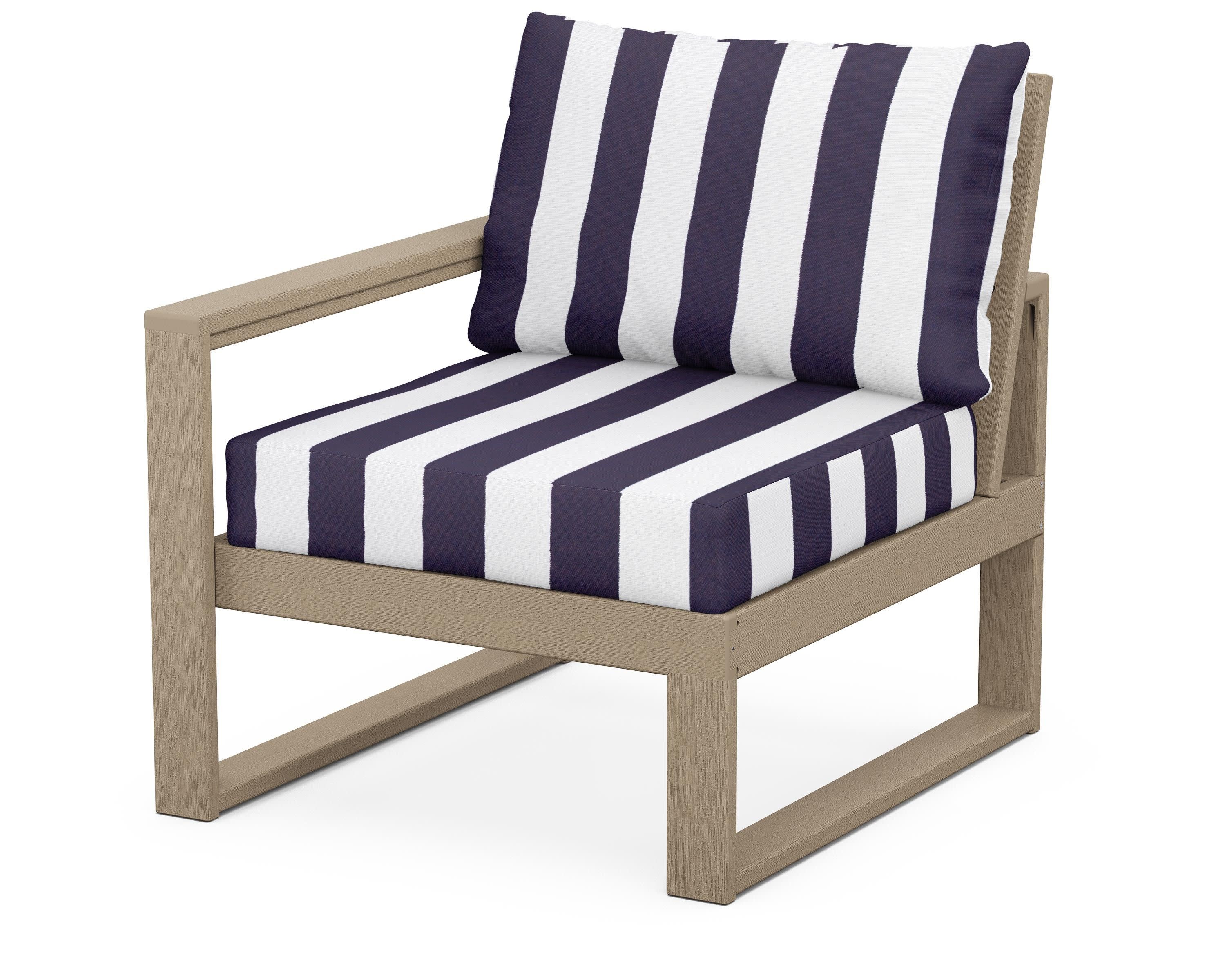 EDGE Modular Left Arm Chair in Vintage Sahara / Cabana Stripe Navy