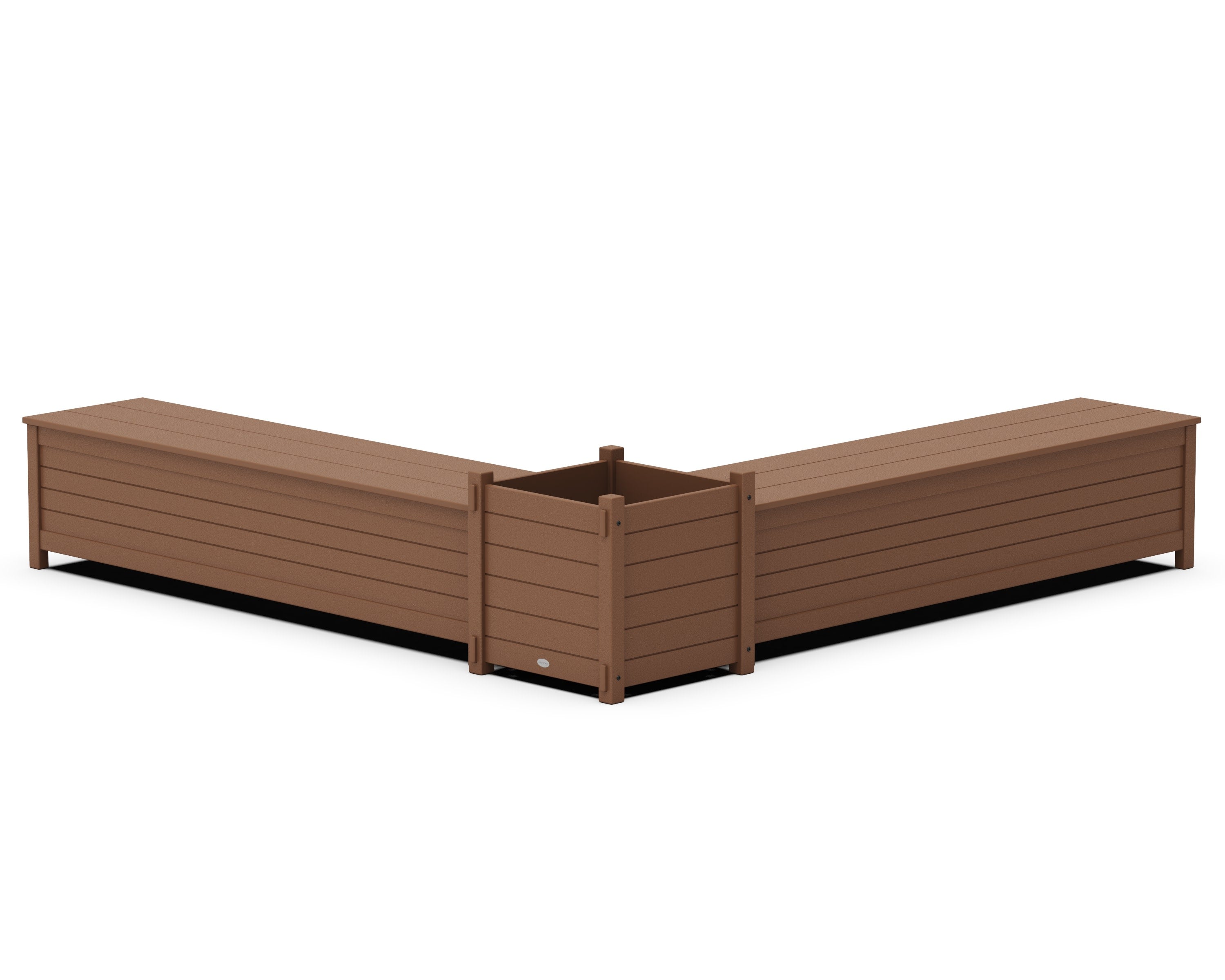 72" Nautical L- Shaped Planter Storage Bench Set- Large in Teak