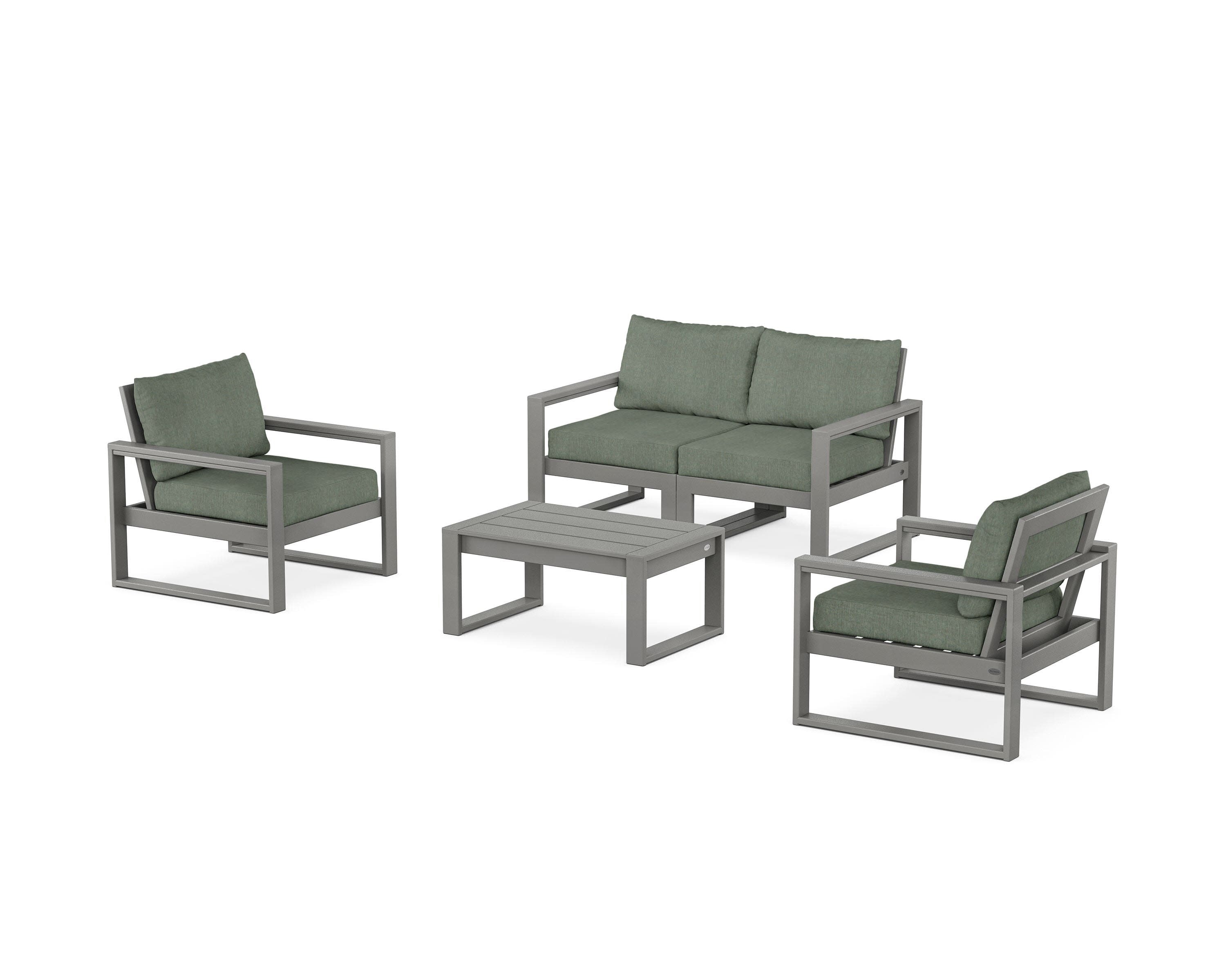 EDGE Sectional 4-Piece Deep Seating Set with Loveseat in Slate Grey / Cast Sage