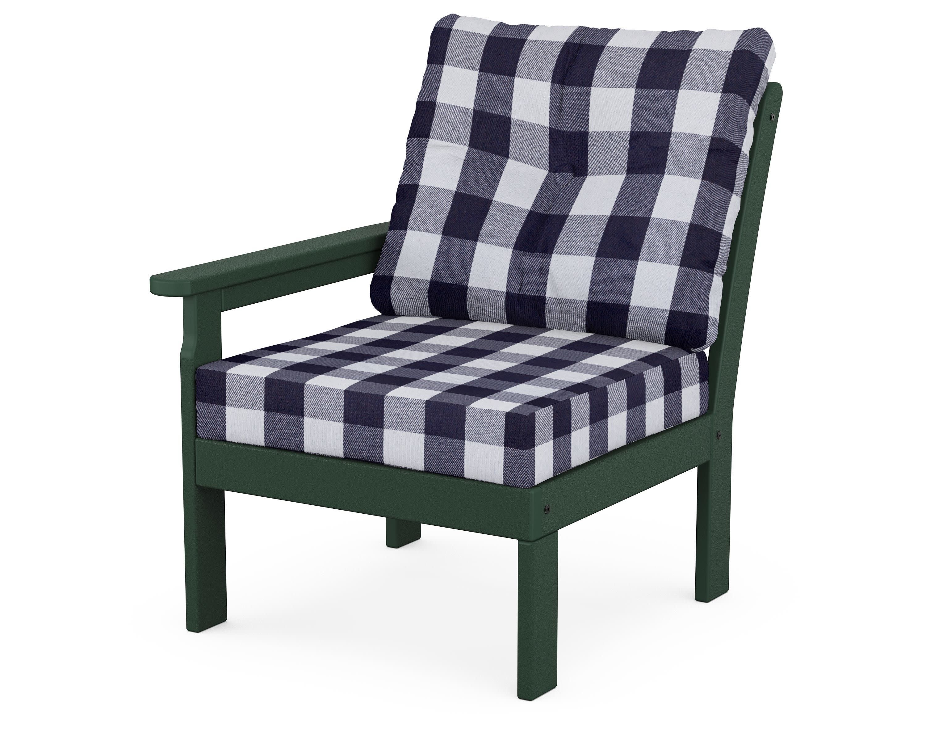 Vineyard Modular Left Arm Chair in Green / Buffalo Plaid Navy