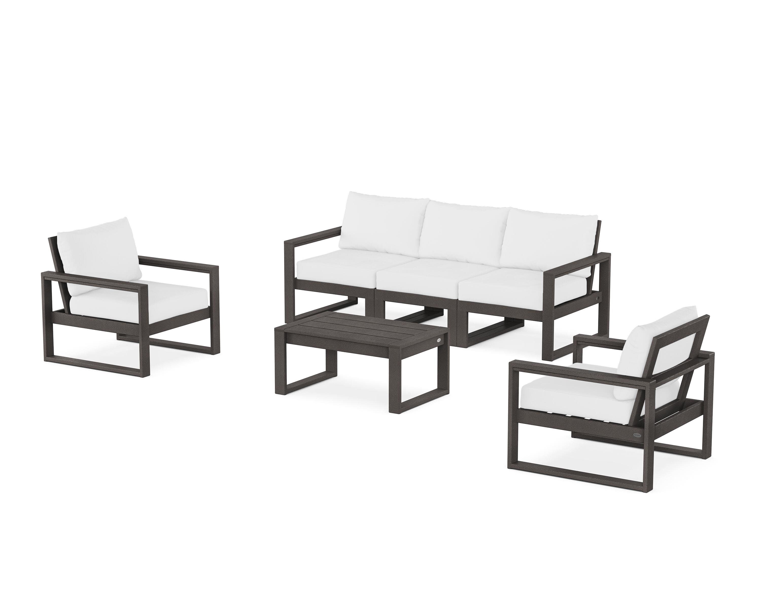 EDGE Sectional 4-Piece Deep Seating Set with Sofa in Vintage Coffee / Natural