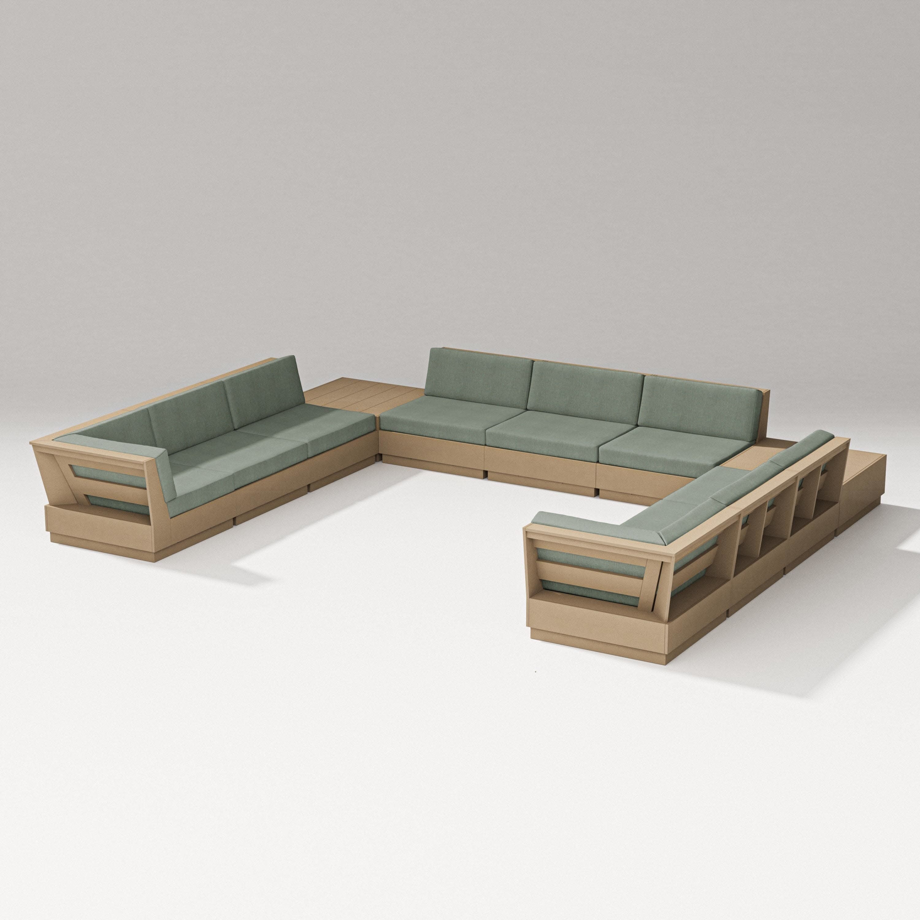 Elevate 11-Piece U-Shaped Sofa Sectional in Vintage Sahara / Cast Sage