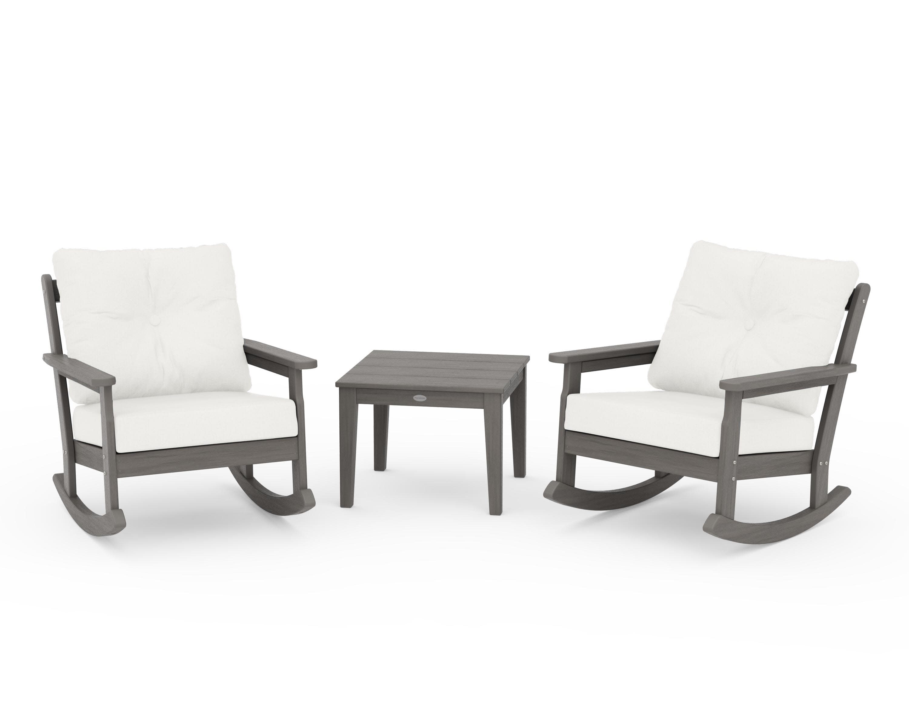 Vineyard 3-Piece Deep Seating Rocker Set in Driftwood / Natural Linen