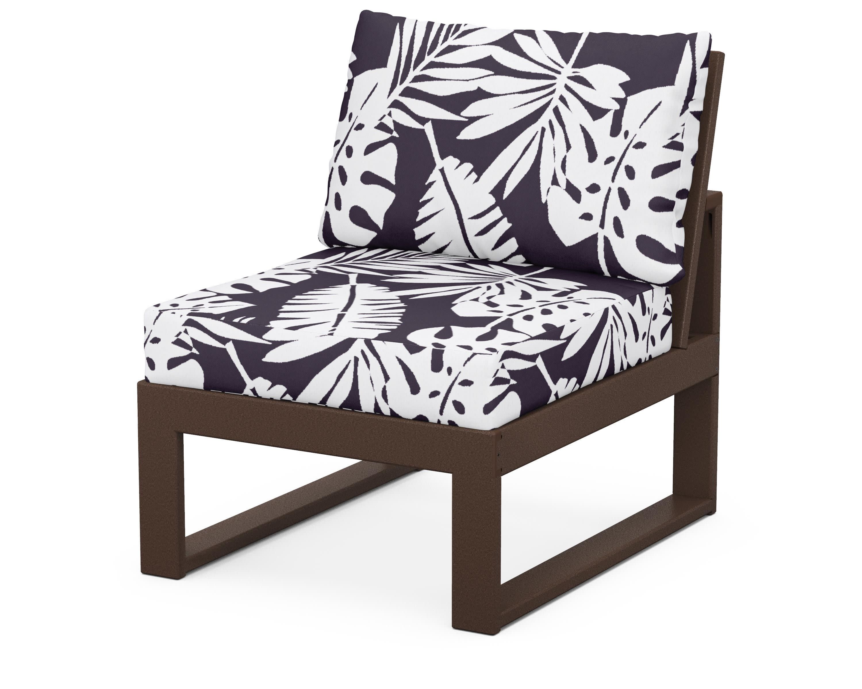 Modular Armless Chair in Mahogany / Leaf Navy