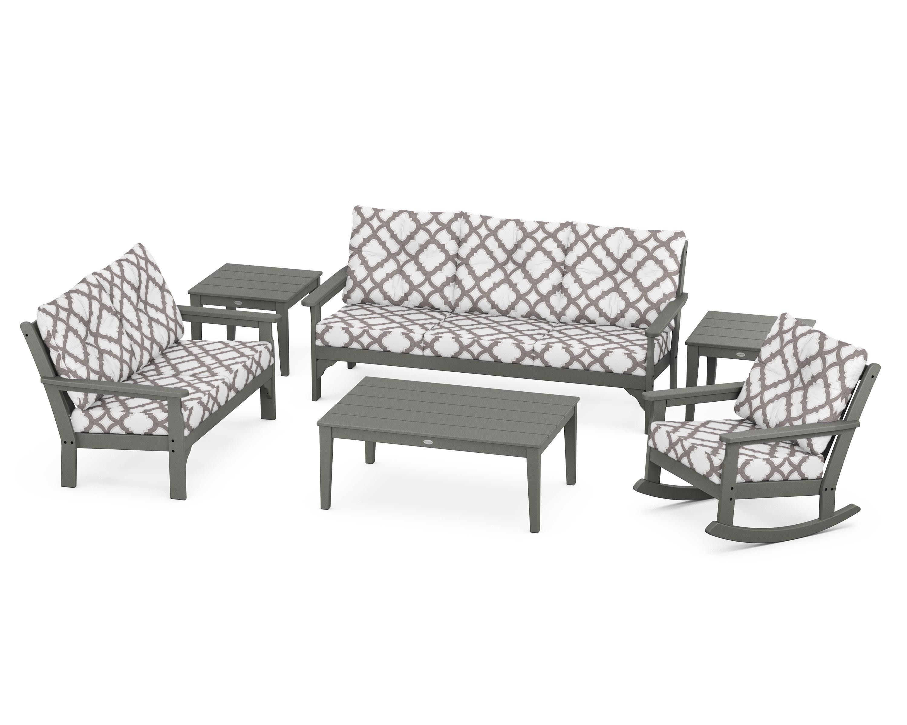 Vineyard 6-Piece Deep Seating Set in Slate Grey / Trellis Grey Mist
