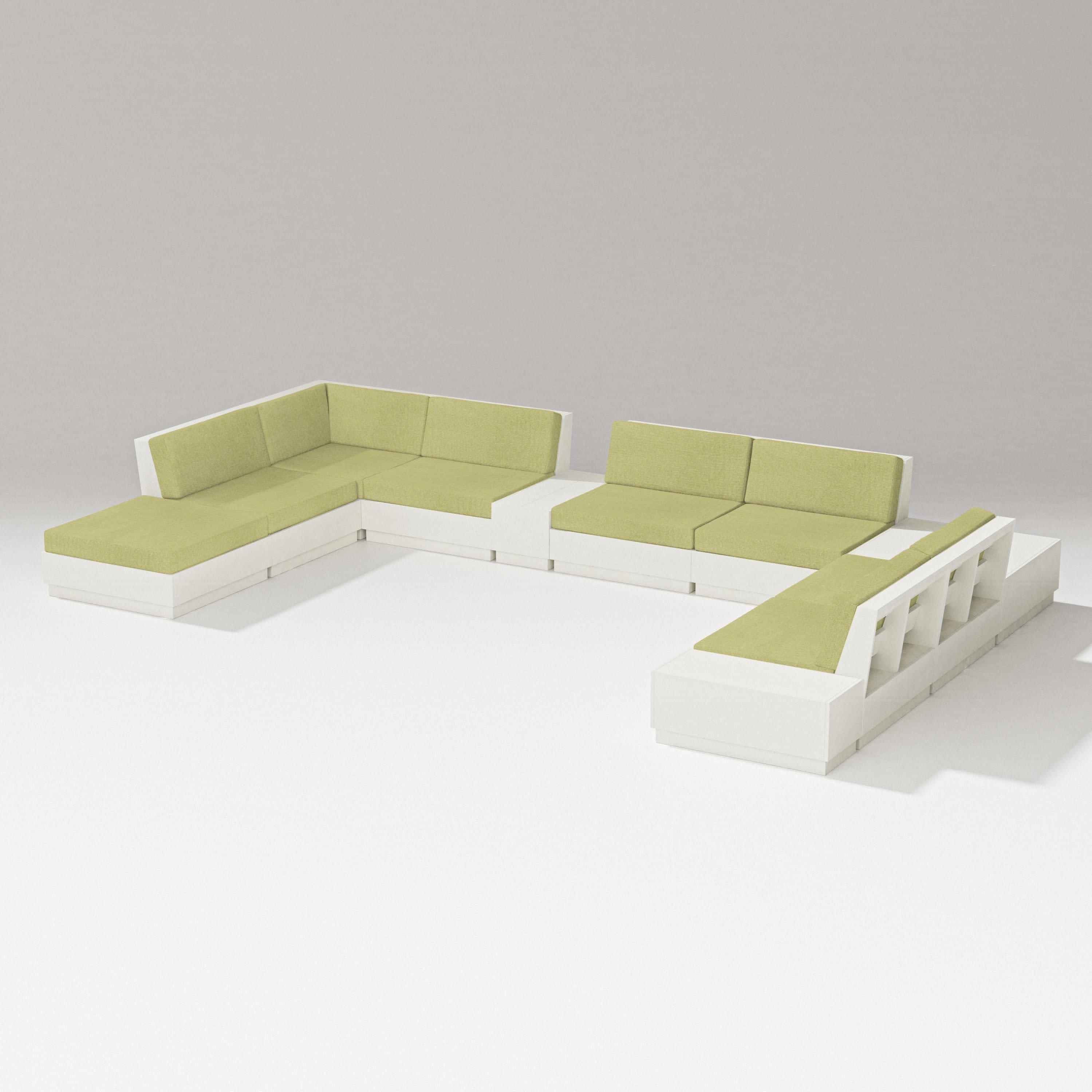 Elevate 11-Piece Conversation Sectional Set in Vintage White / Chartreuse Boucle