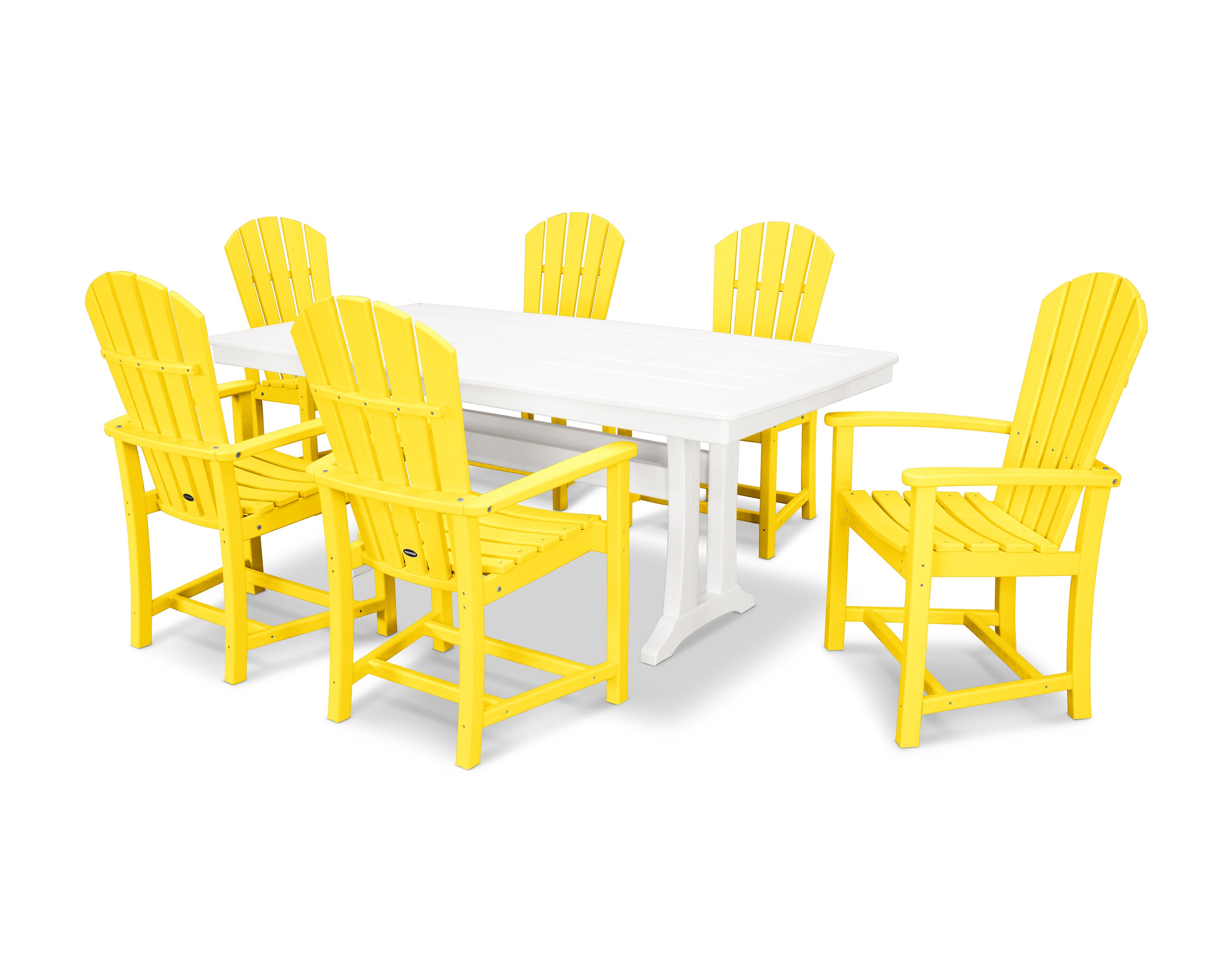 Palm Coast 7-Piece Dining Set with Trestle Legs in Lemon / White
