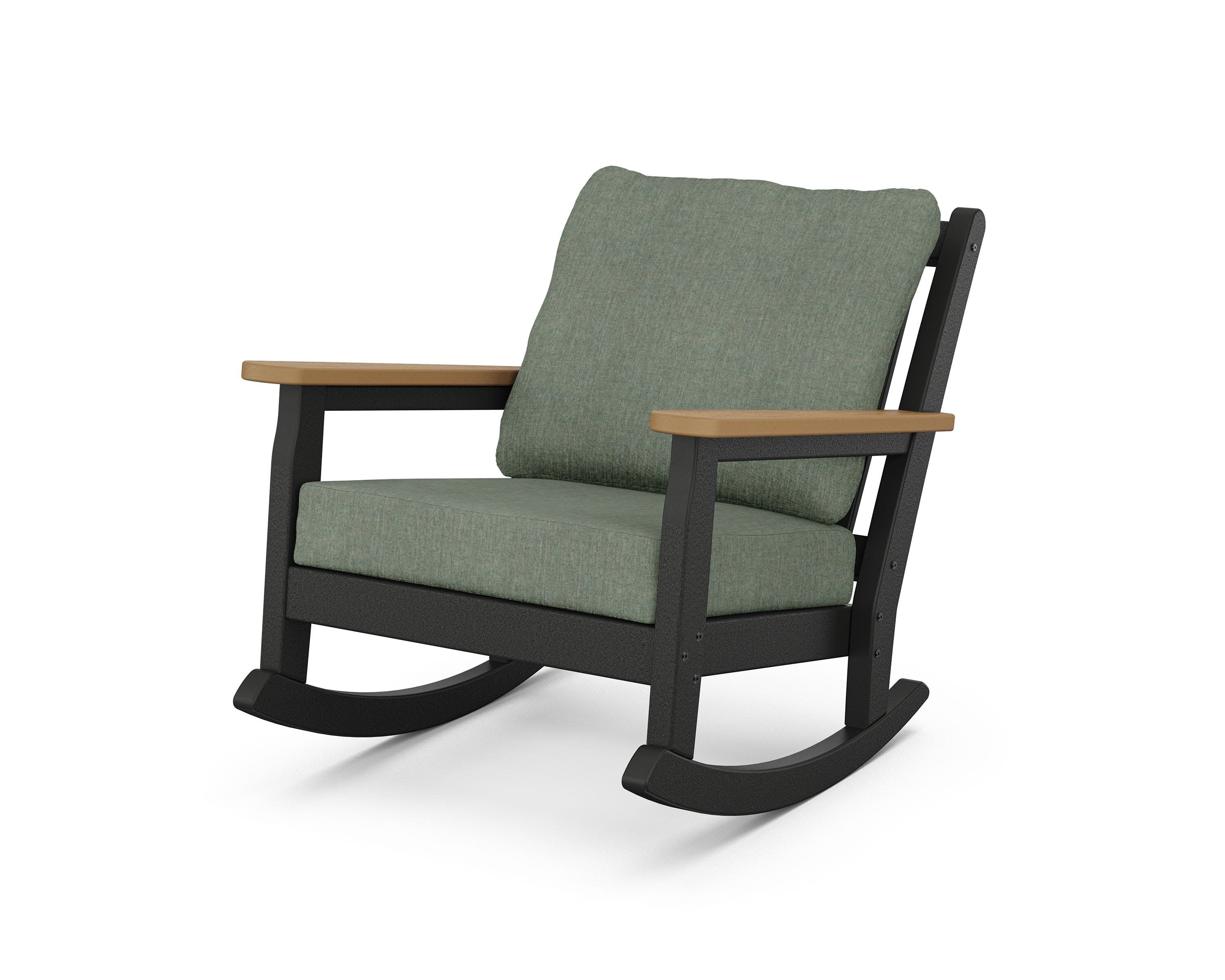 Chippendale Deep Seating Rocking Chair in Black / Natural / Cast Sage