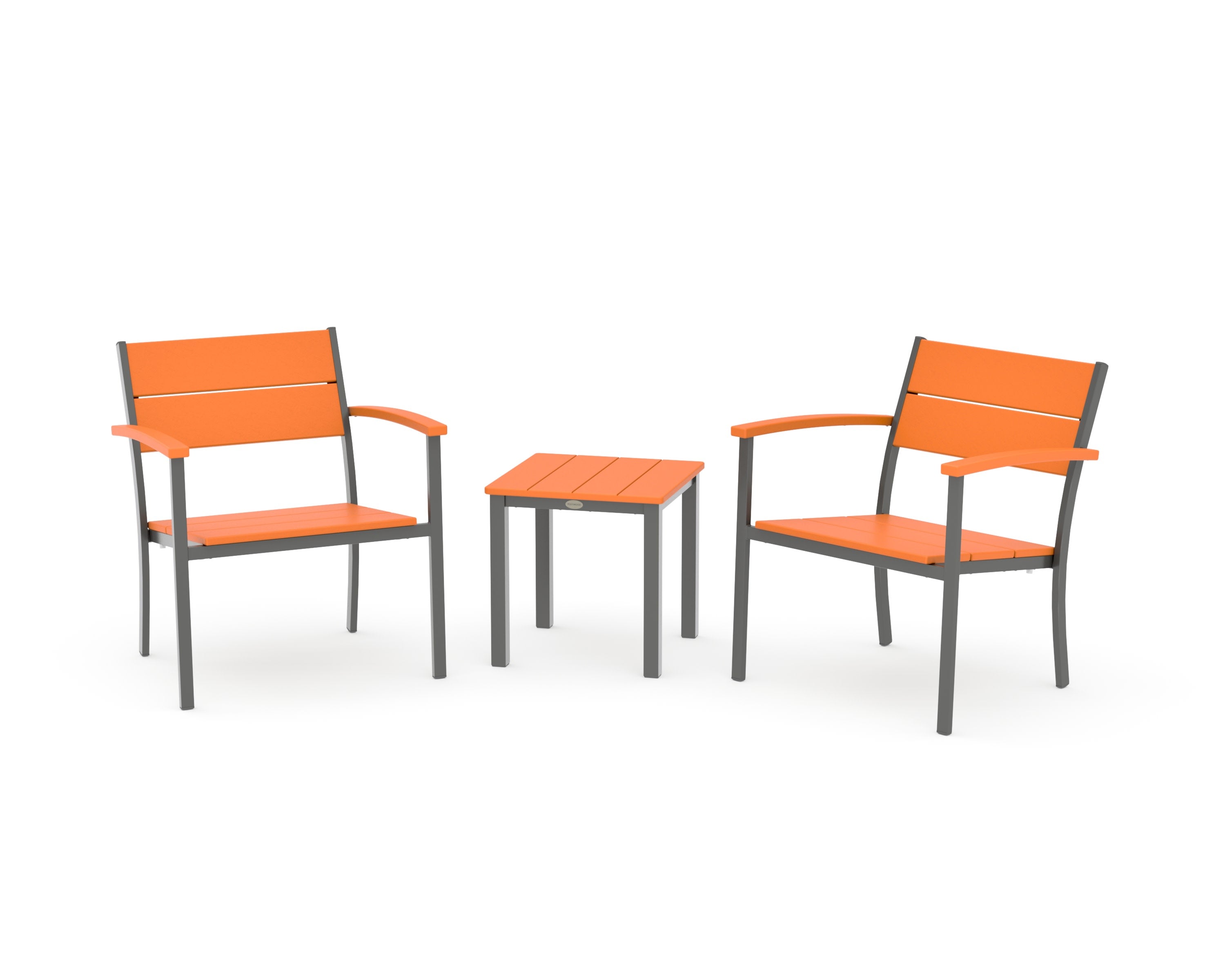 Main Street 3-Piece Lounge Chair Set in Charcoal / Tangerine