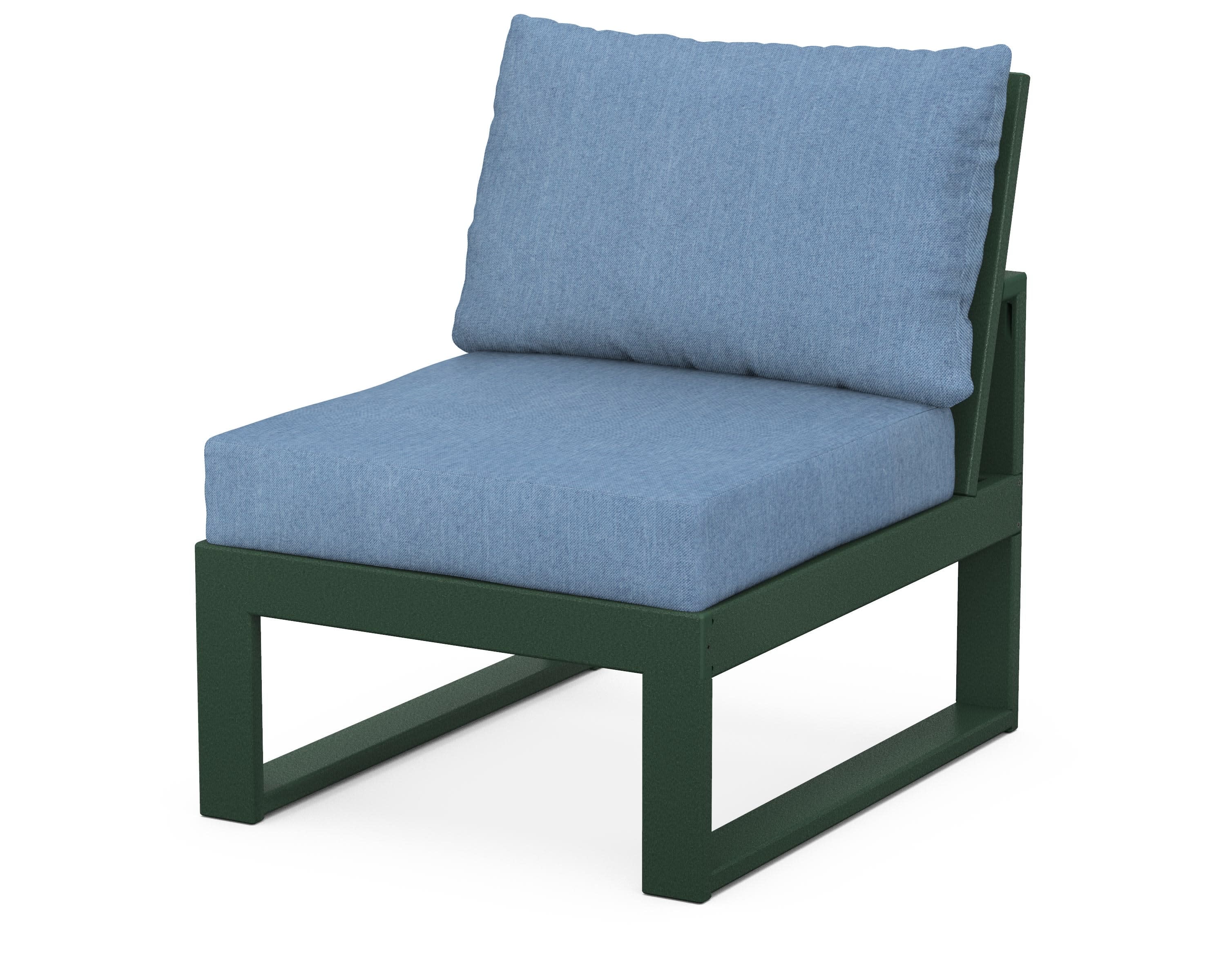 Modular Armless Chair in Green / Sky Blue