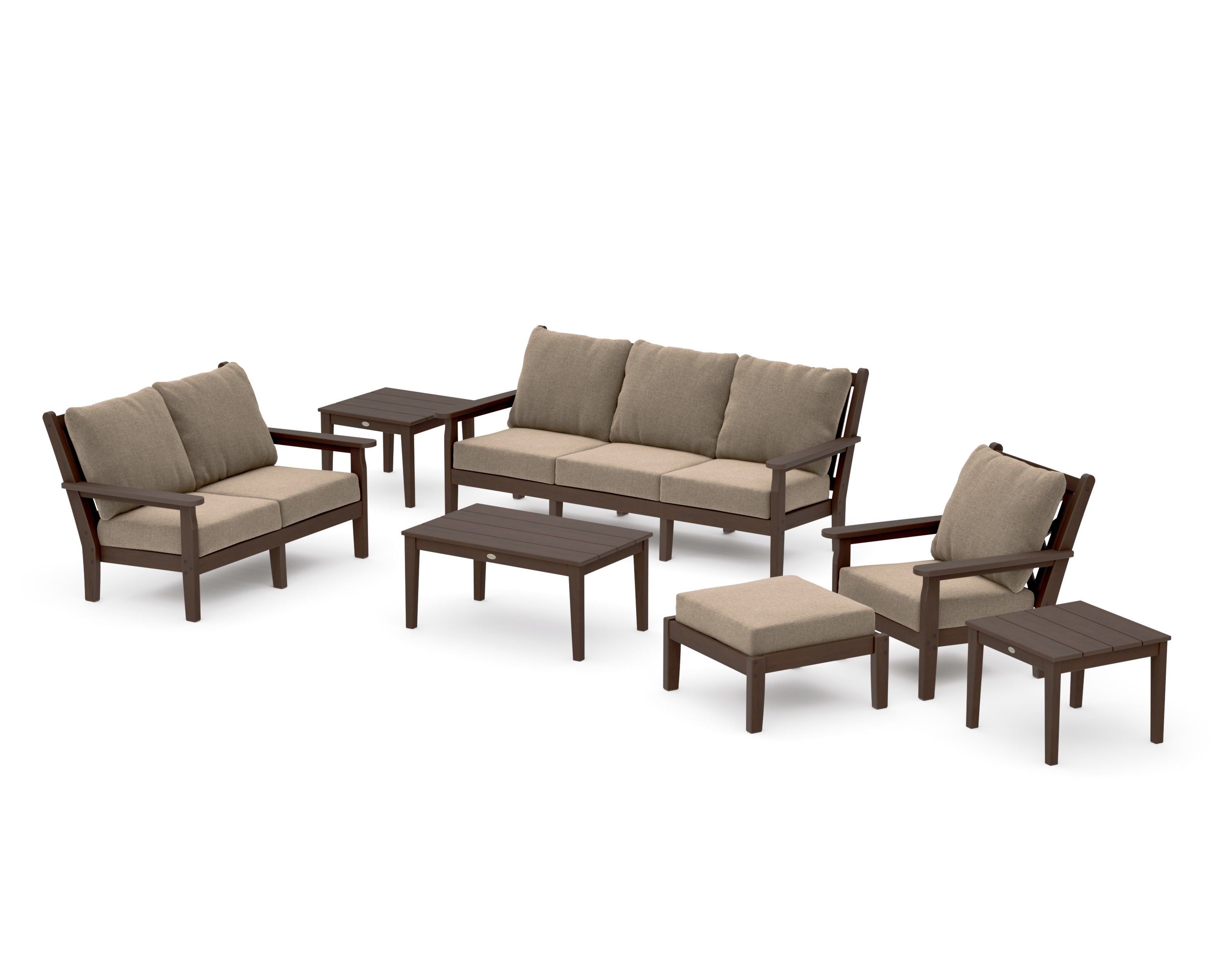 Chippendale 7-Piece Deep Seating Set in Kona / Spiced Burlap