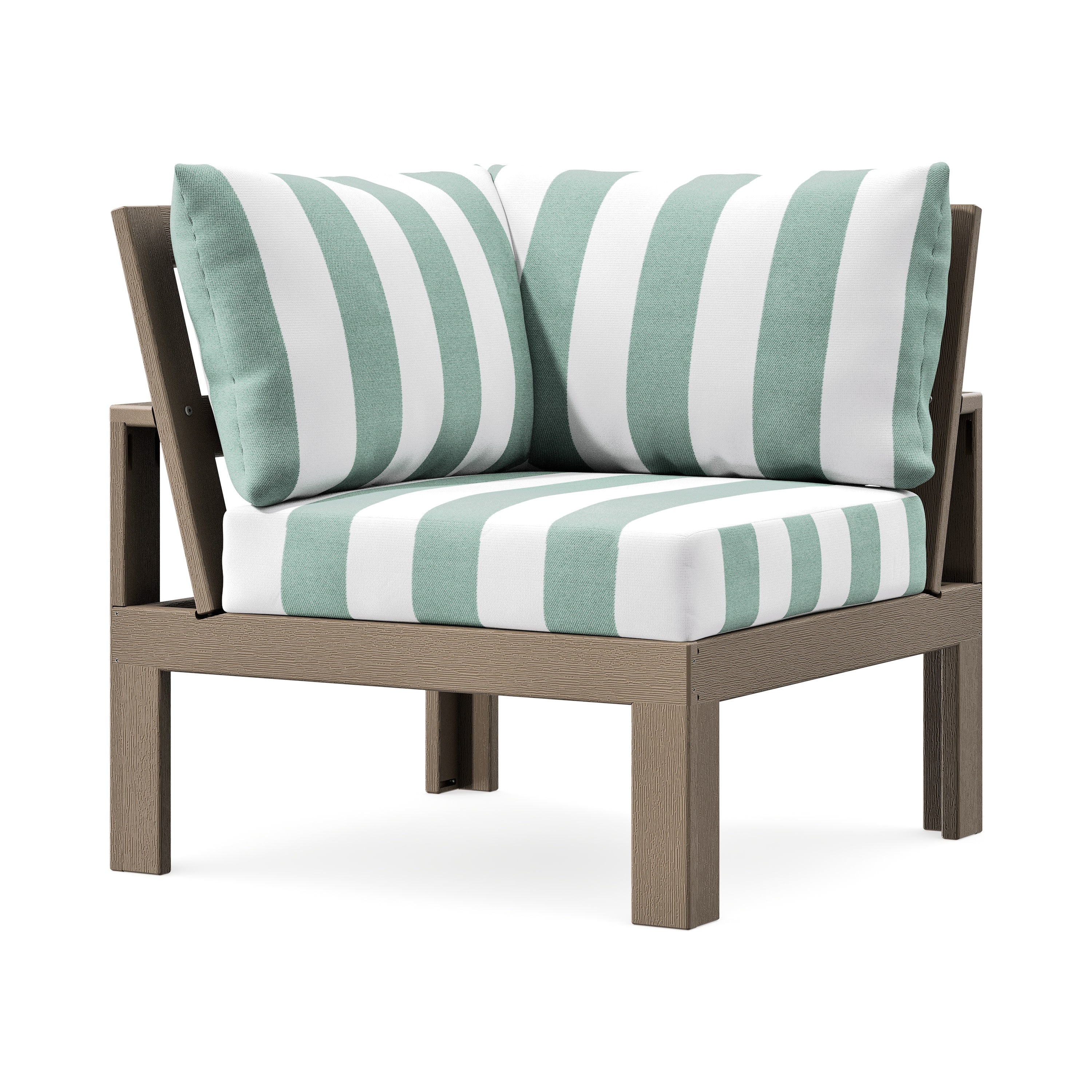 Modular Corner Chair in Vintage Sahara / Cabana Stripe Glacier Spa