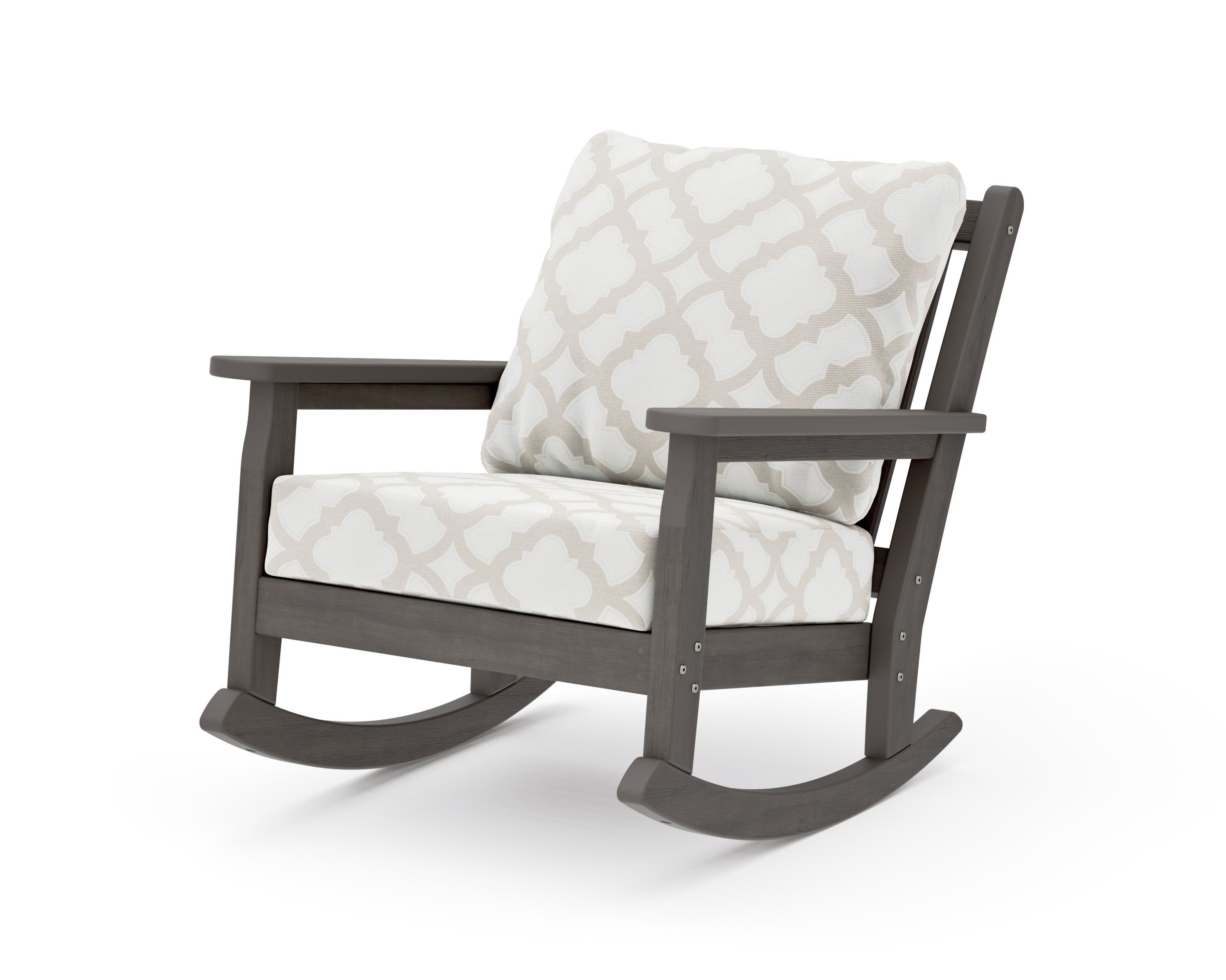 Chippendale Deep Seating Rocking Chair in Driftwood / Trellis Dune Burlap