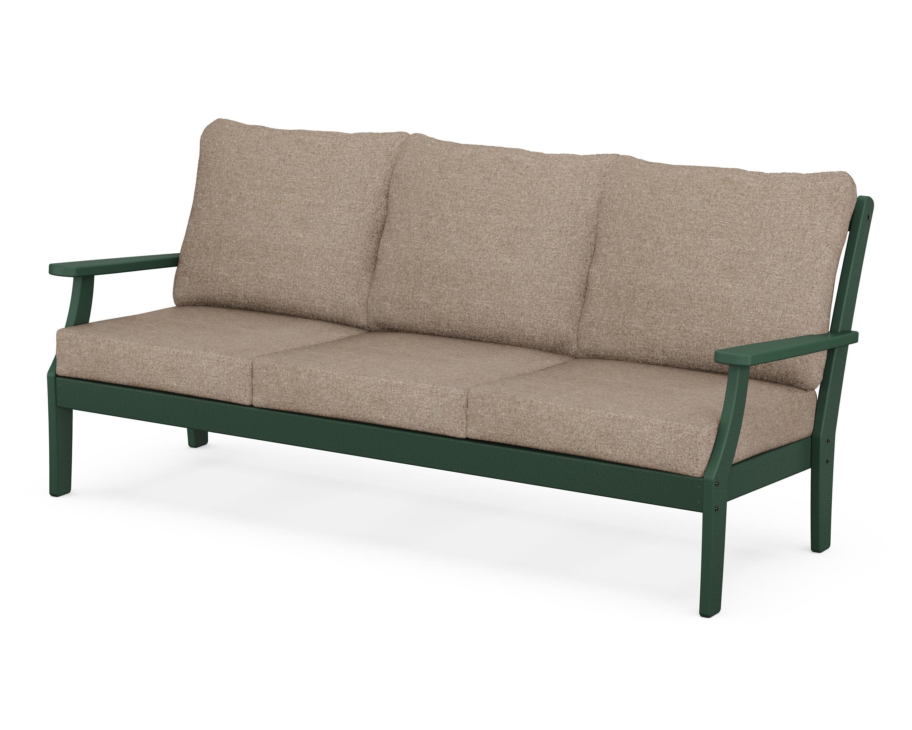 Braxton Deep Seating Sofa in Green / Spiced Burlap