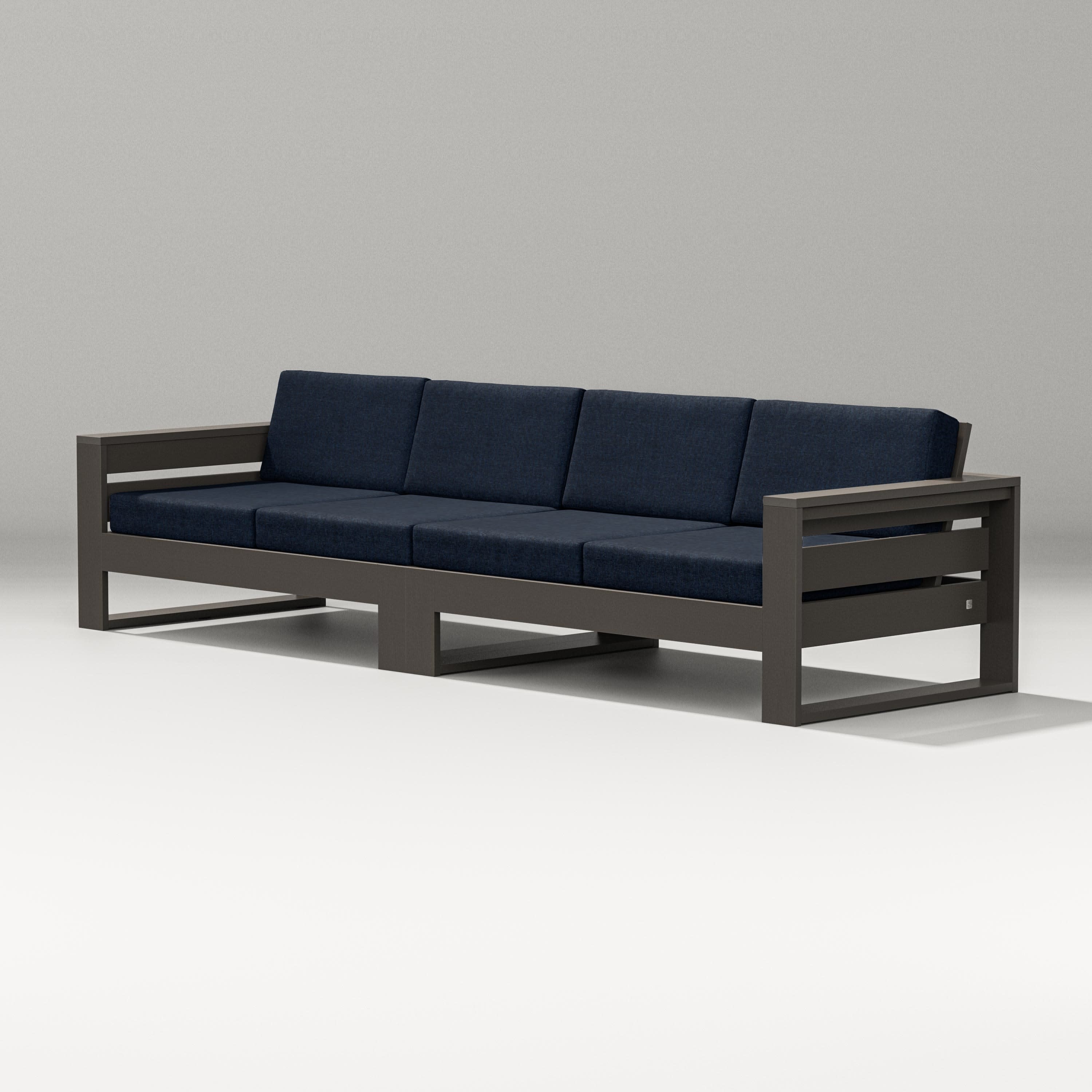 Latitude Straight Sectional in Vintage Coffee / Marine Indigo
